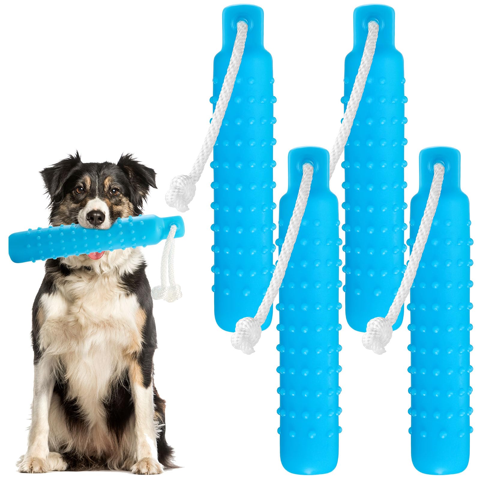 Blueweenly 4 Pcs Dog Float Bumper Toy Training Bumper, 11 x 2 Inch Puppy Retriever Dummy Lightweight for Float on The Water Pool