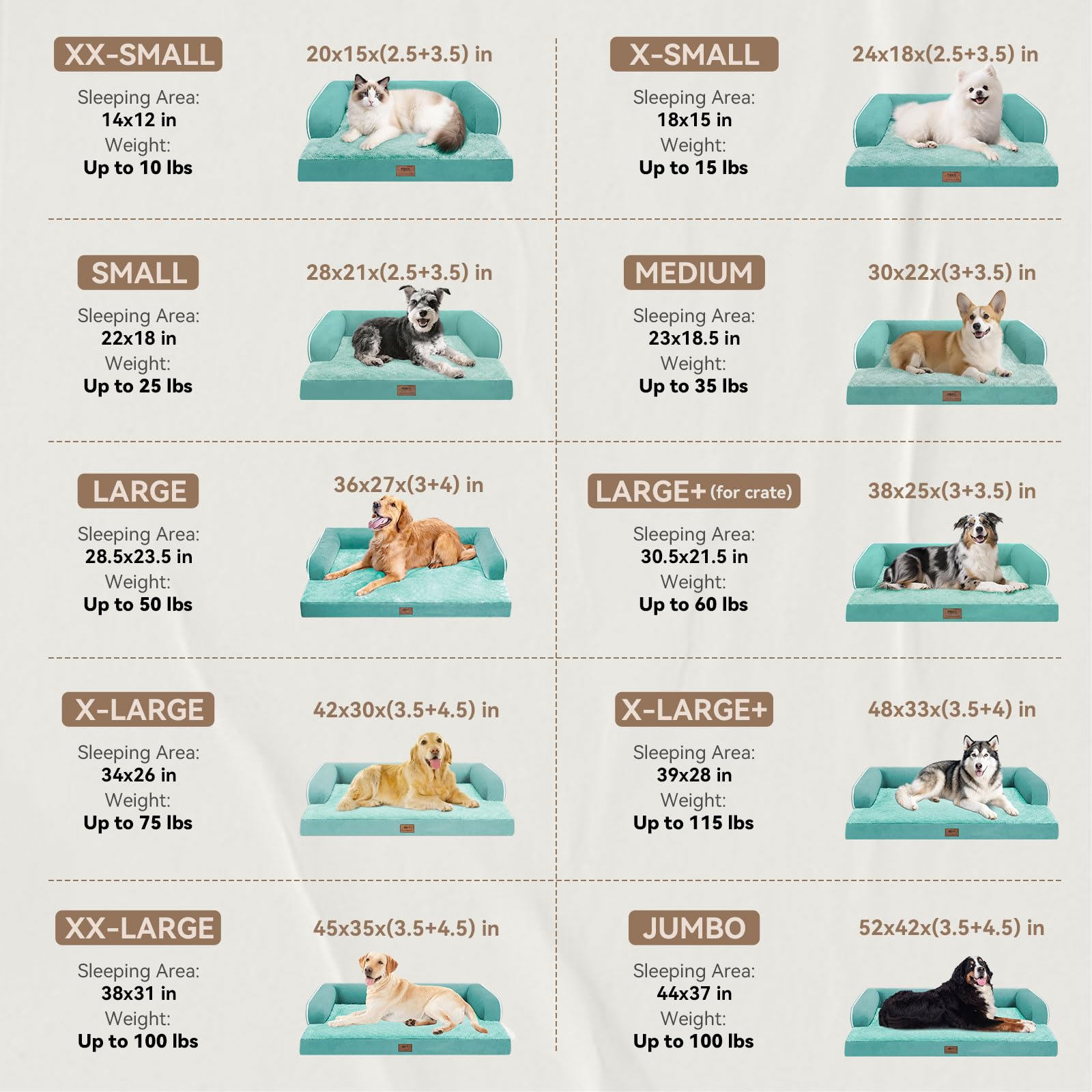 Waterproof Orthopedic Foam Dog Beds for Extra Large Dogs Durable Dog Sofa Comfy Pet Bed Washable Removable Cover and Non-Slip Bo