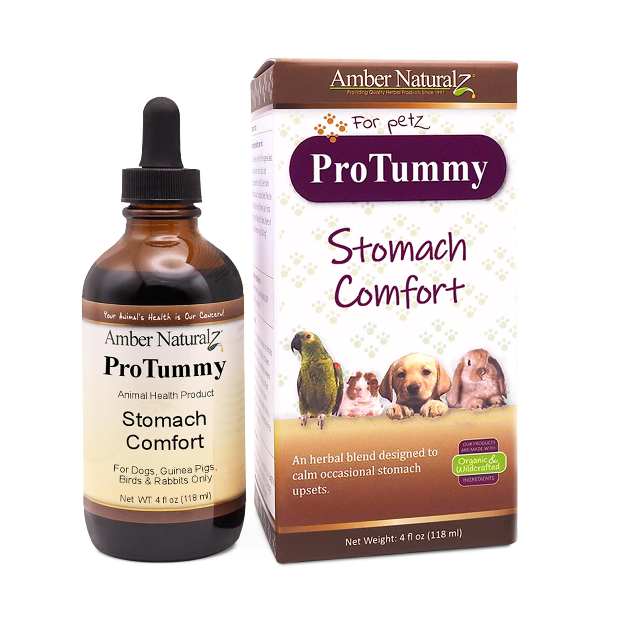 Amber NaturalZ ProTummy Stomach Comfort Herbal Blend for Dogs, Bird, Guinea Pigs, and Rabbits | Herbal Supplement for Occasional