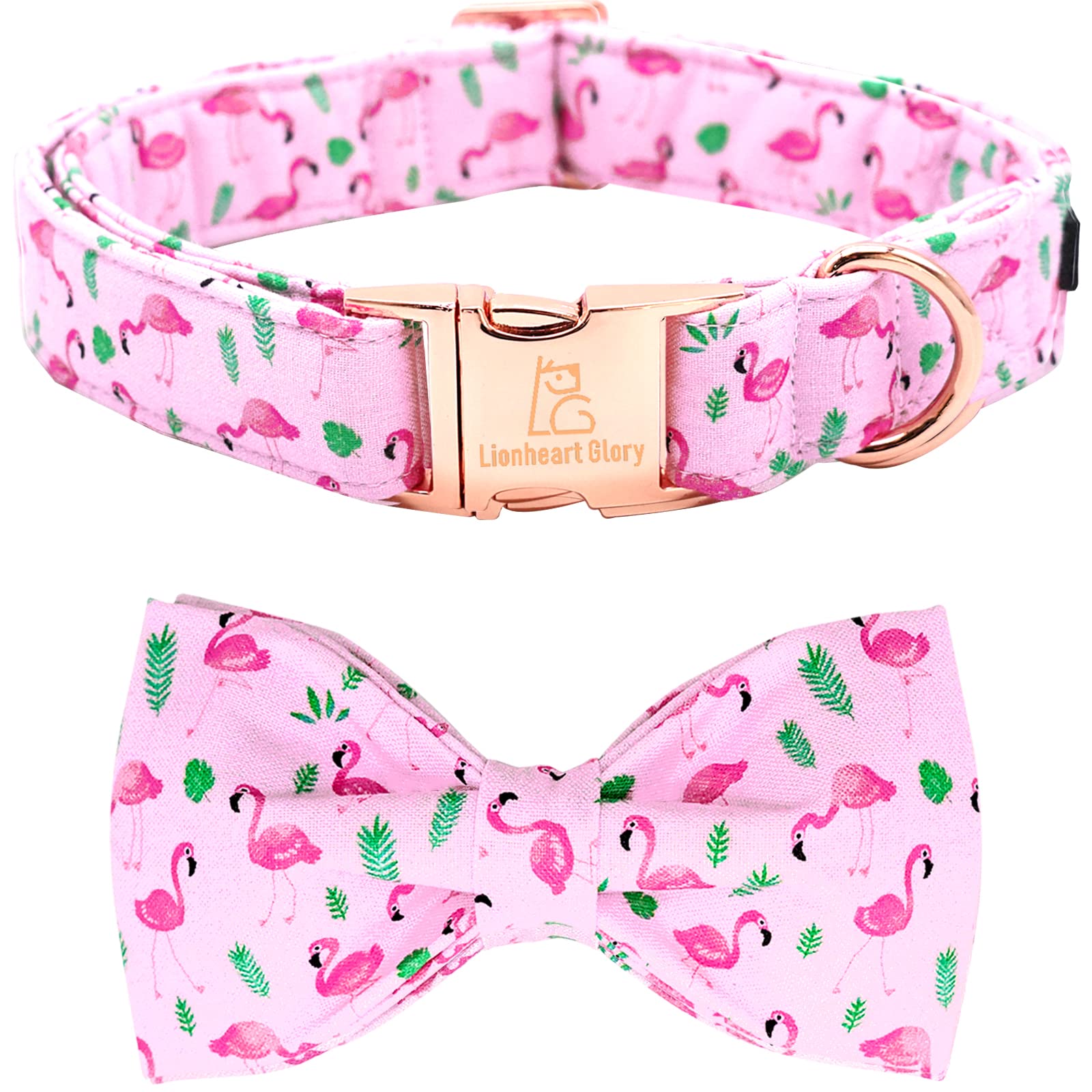Lionheart Glory Dog Bow Collar - Valentine's Day Collar with Bowtie for Small Dogs, Pink