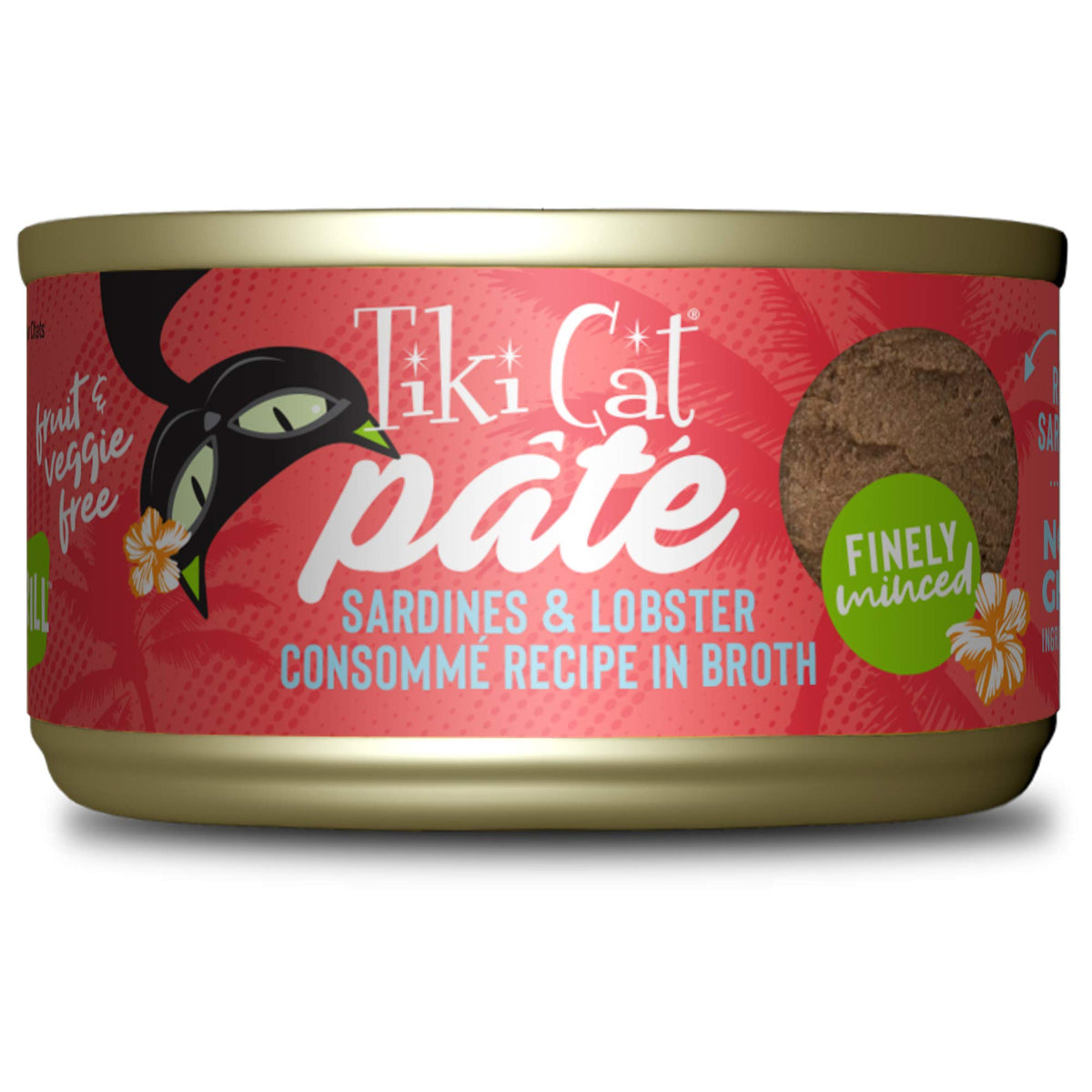 Tiki Cat Grill Pt  , Sardines & Lobster Consomm  , High-Protein And 100% Non-Gmo Ingredients, Wet Finely Minced Cat Food For All