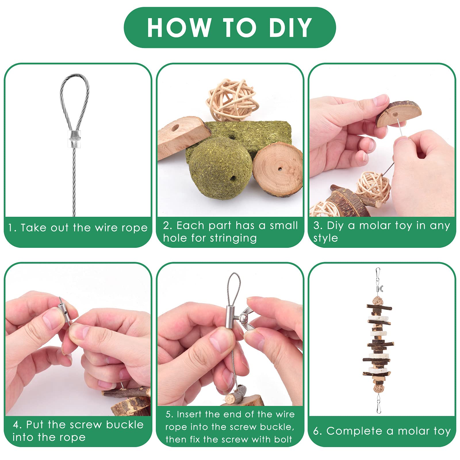 Katumo Rabbit Chew Toys, 68 Pcs Diy Hamster Chew Toys Kit Bunny Teeth Care Molar Toys Ideal For Rabbit, Guinea Pig, Chinchilla,