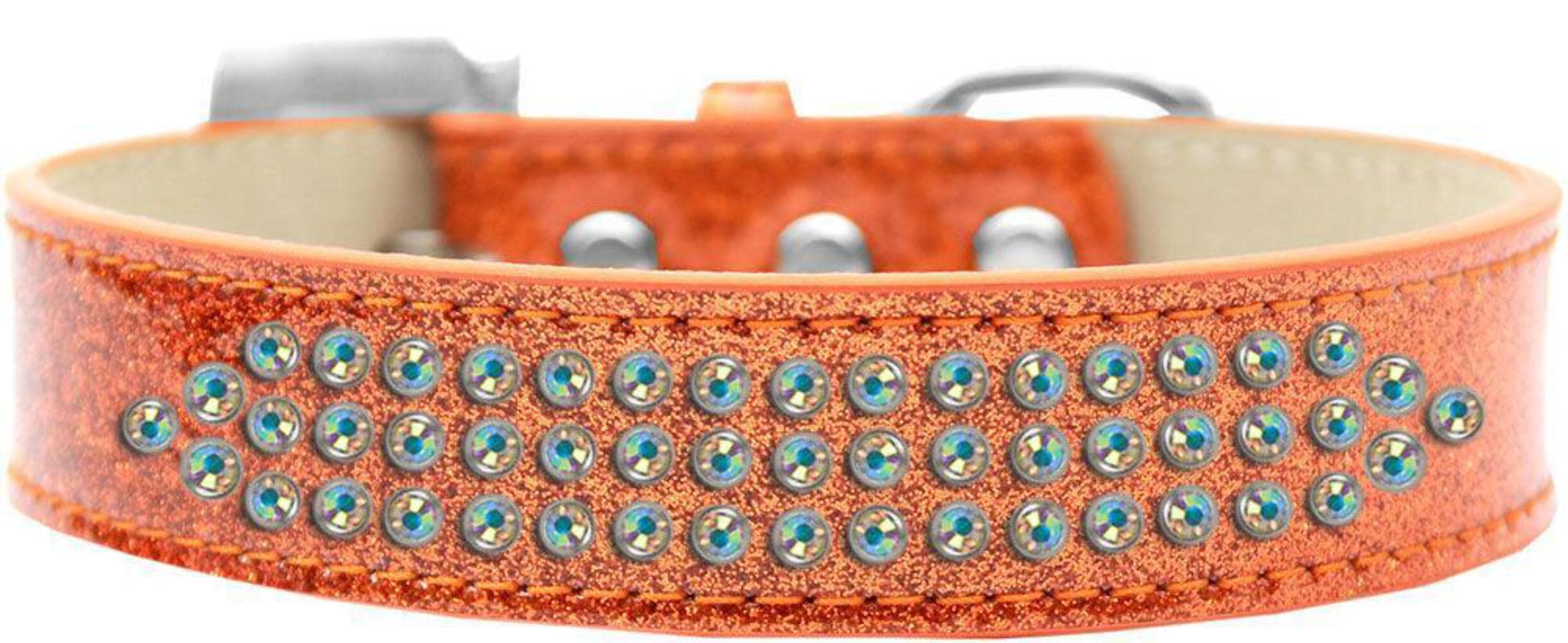 Mirage Pet Products Three Row AB Crystal Ice Cream Dog Collar, Size 16, Black