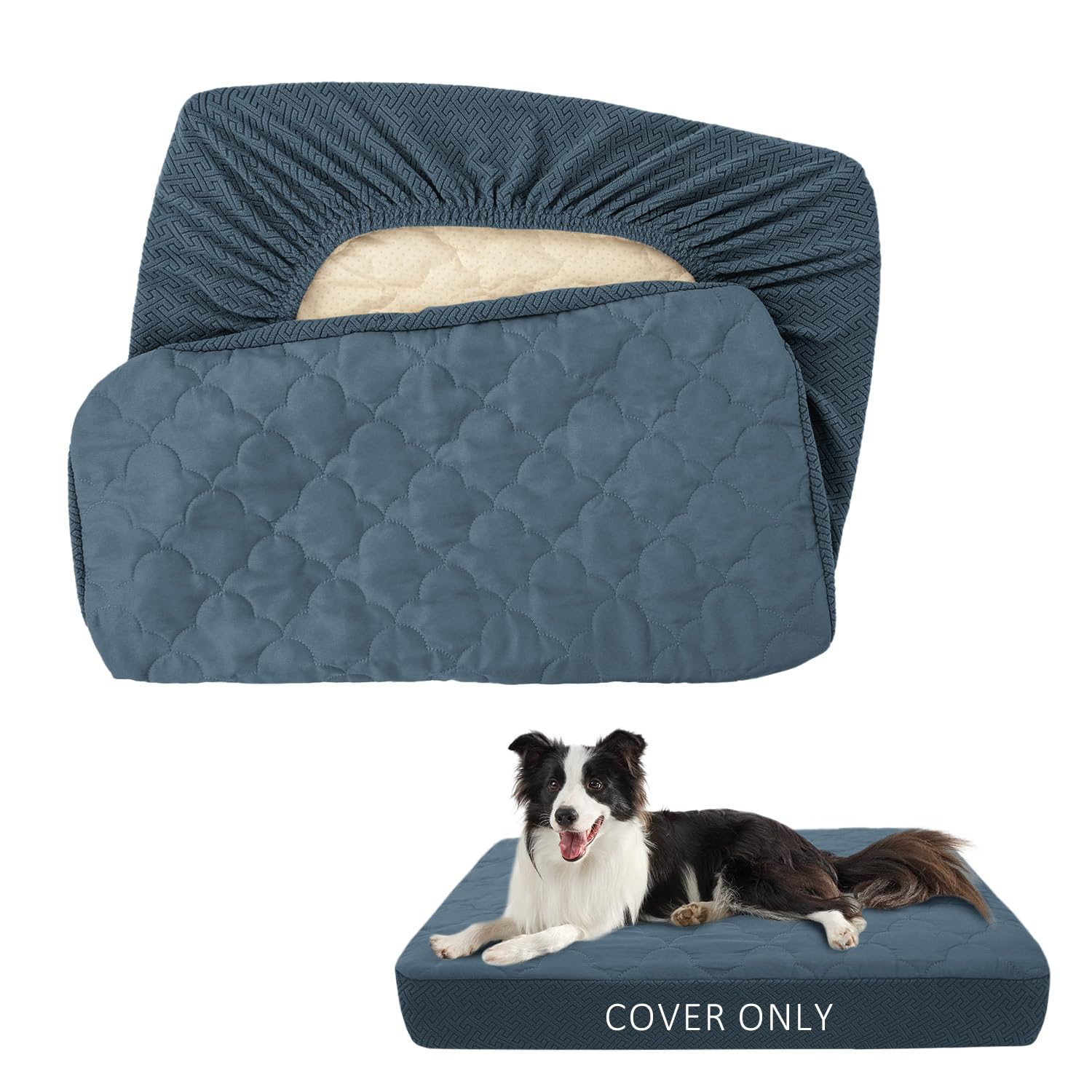 CHHKON Dog Bed Covers Replacement Washable Waterproof Pet Puppy Bed Cover for Dog(Blue,48x30x6 inch)