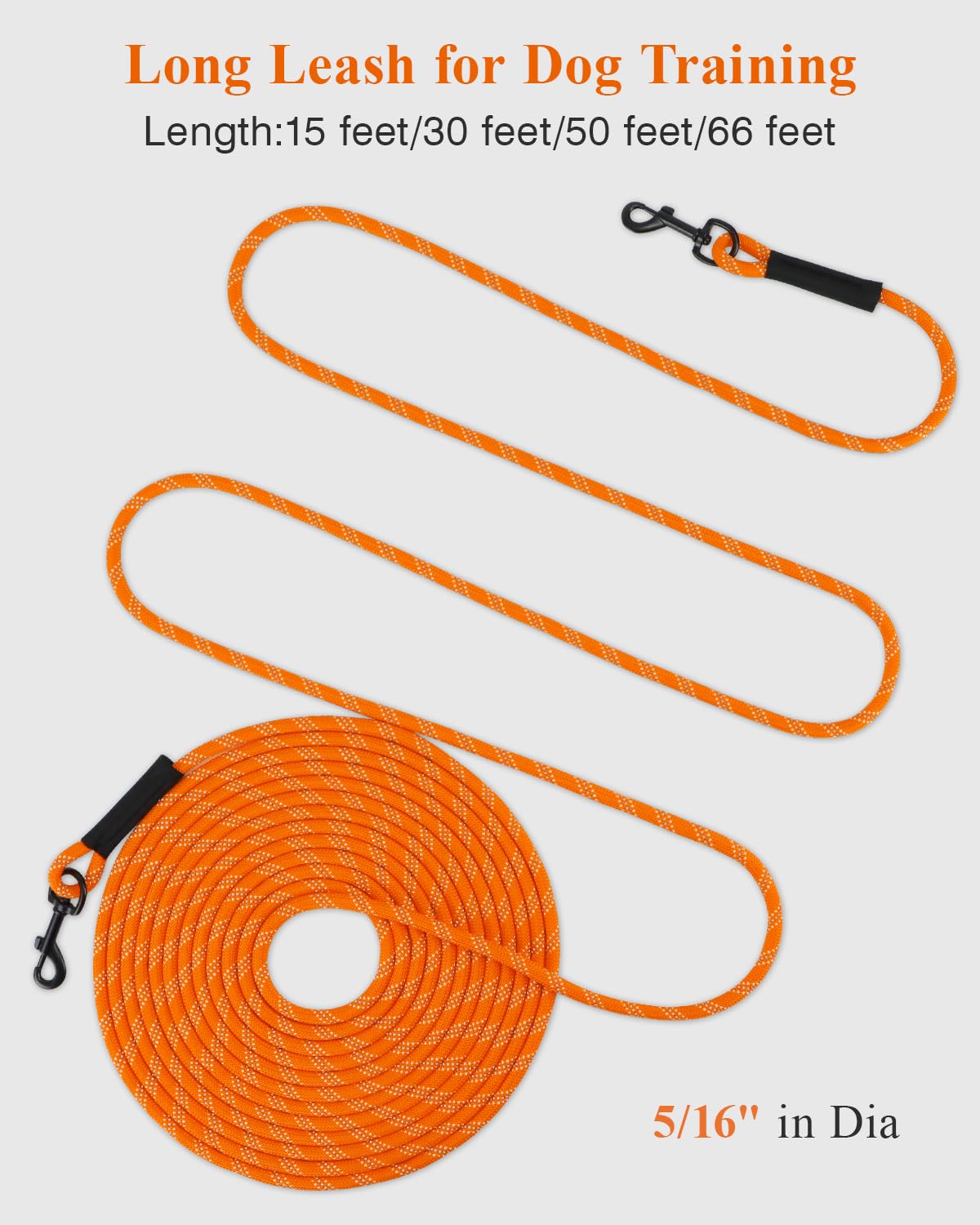 Taglory Dog Tie Out, Long Dog Leash 15Ft 30Ft 50Ft 66Ft, Recall Training Leash With 2 Swivel Hooks For Large Medium Small Dogs W