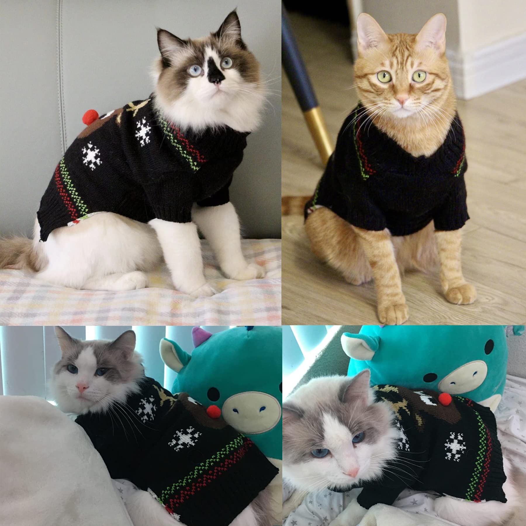 Bobibi Dog Sweater For Christmas Cartoon Reindeer Pet Cat Winter Knitwear Warm Clothes