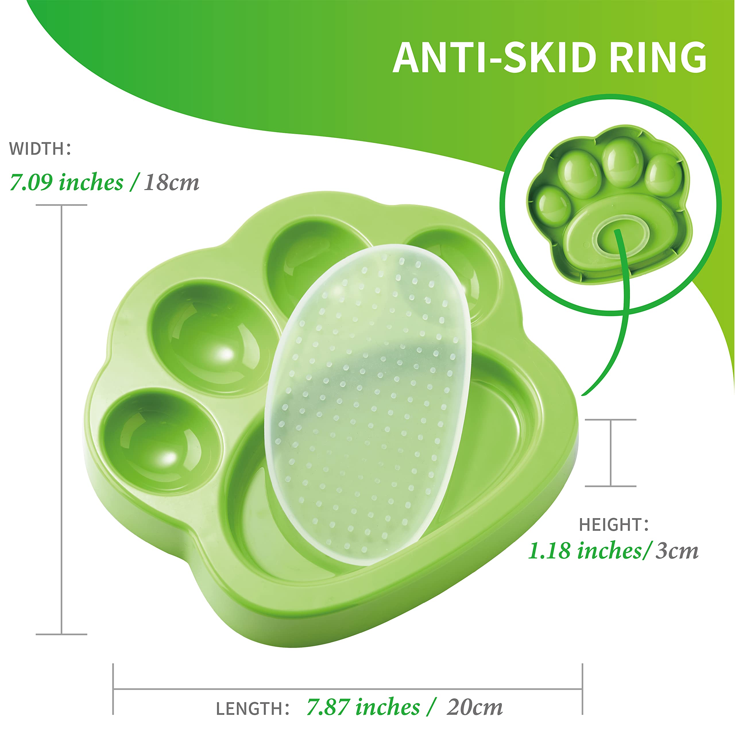 PetDreamHouse PAW 2-in-1 Mini Slow Feeder Dish & Lick Pad for Small Dogs & Cats, Paw-Shaped Slow Feeding Dish with an Interchang