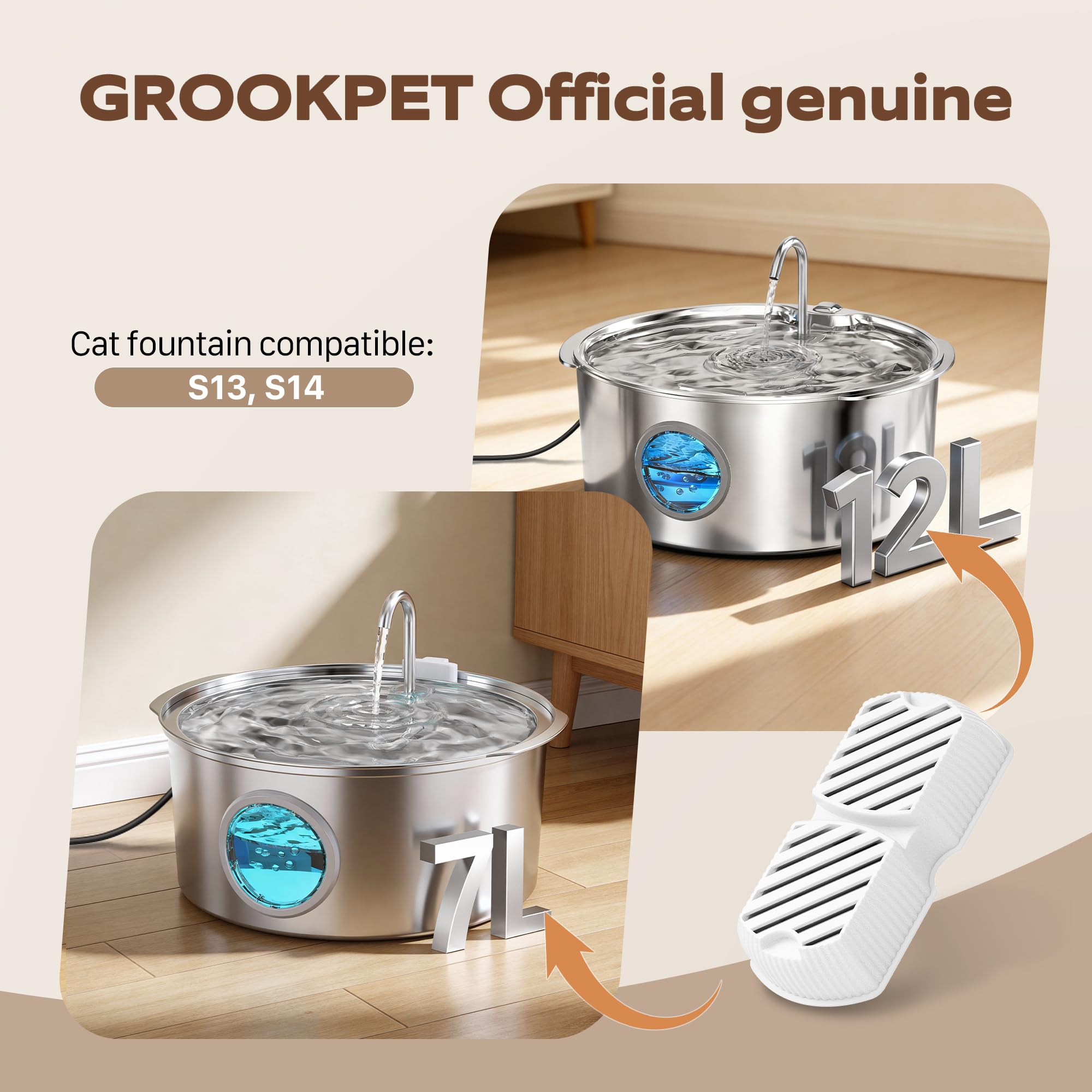 Grookpet Pet Water Fountain Filters: 24 Dog Water Fountain Filters Replacement - Dog Fountain Filters - Including 12 Filters + 1