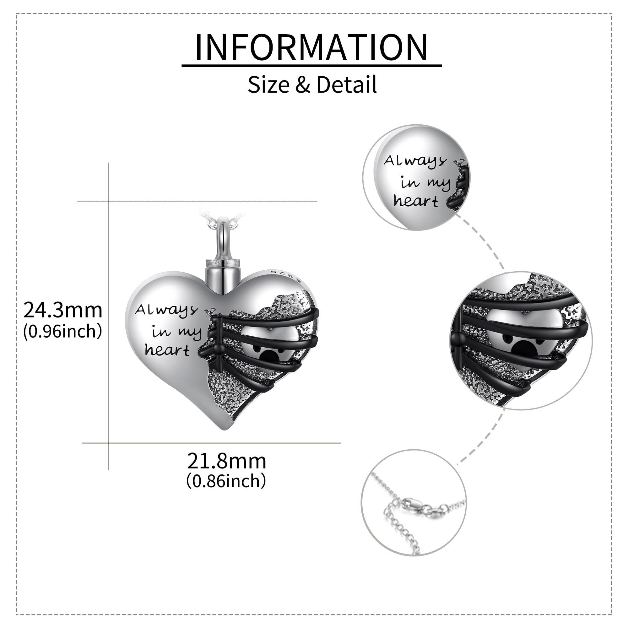Urone Dog Urn Necklace For Ashes Sterling Silver Dog Heart Urn Pendant Necklace Memorial Gifts Keepsake Memory Cremation Jewelry