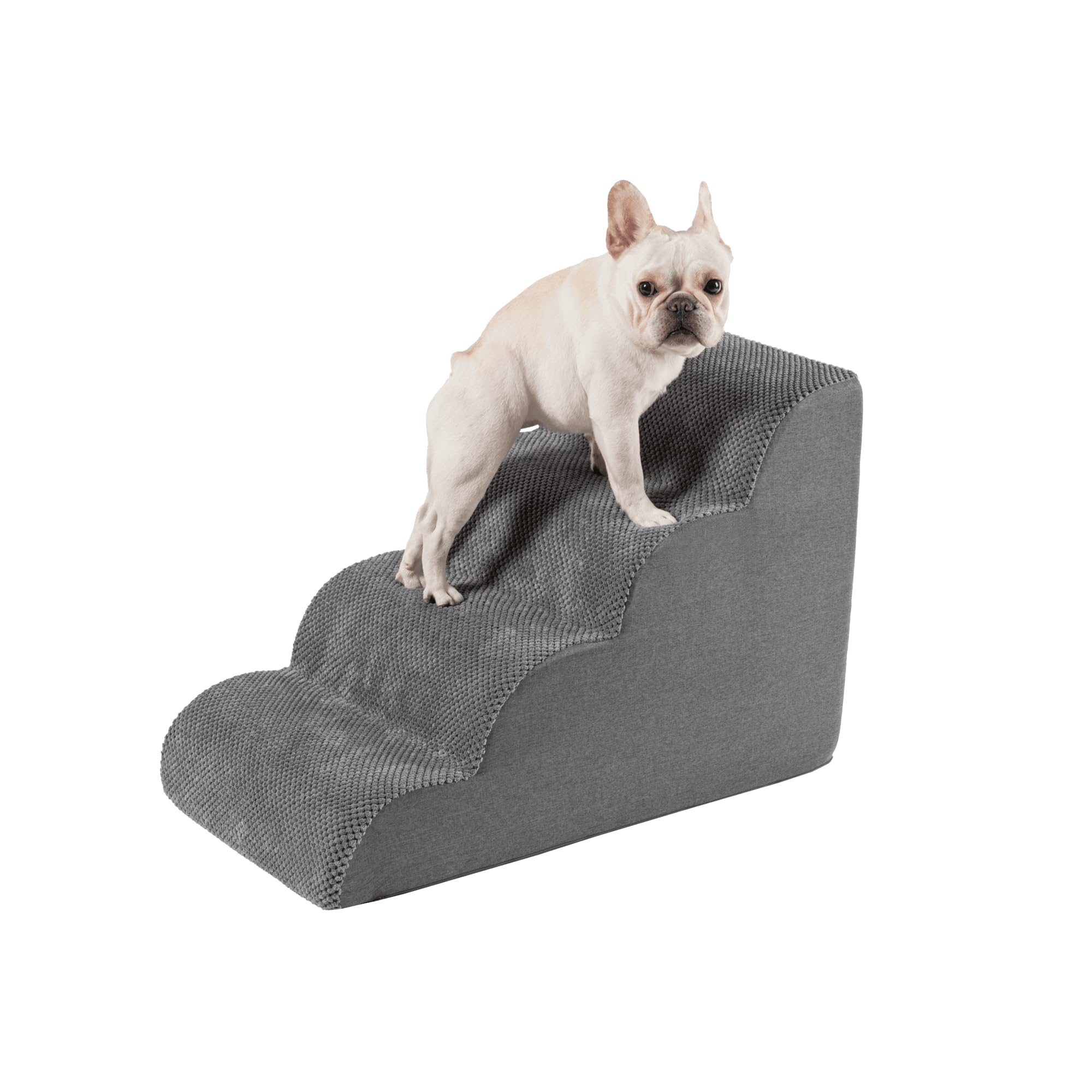 Pet Stairs for High Beds Small & Large Dogs & Cats - High-Density Foam Steps with Removable, Machine-Washable Cover - Lightweigh