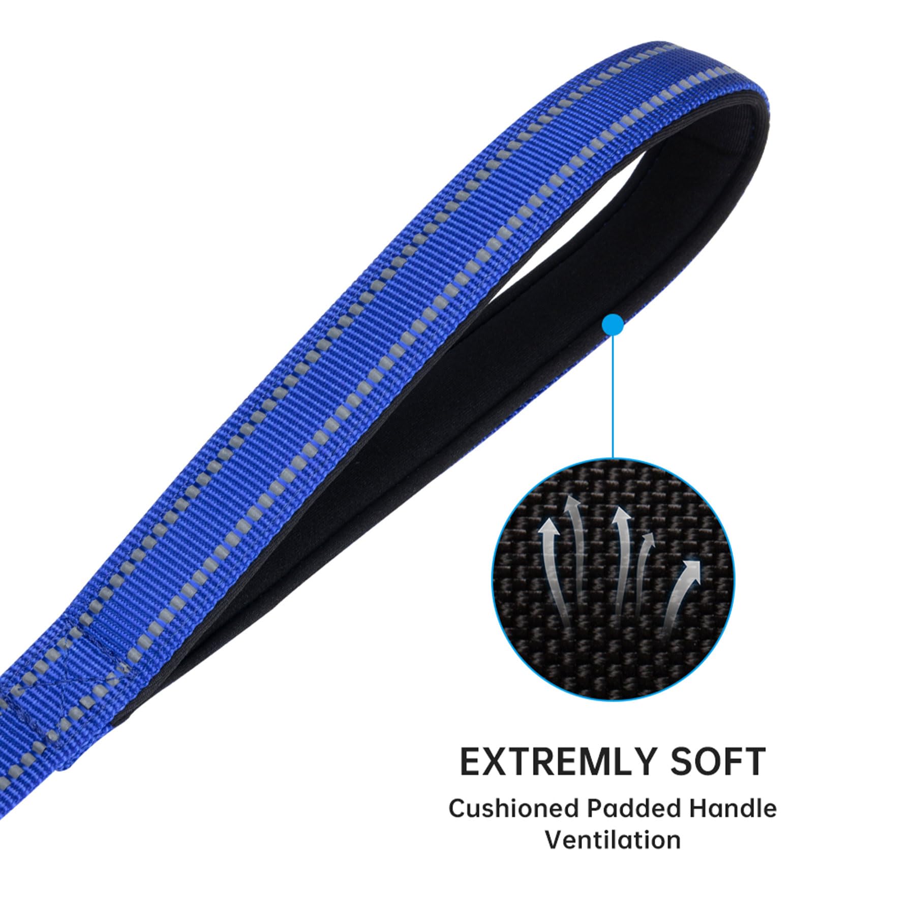 Excellent Elite Spanker Reflective Dual Leash - 5Ft Double Dog Leash With Padded Handle For Two Dogs Walking & Training (Blue)