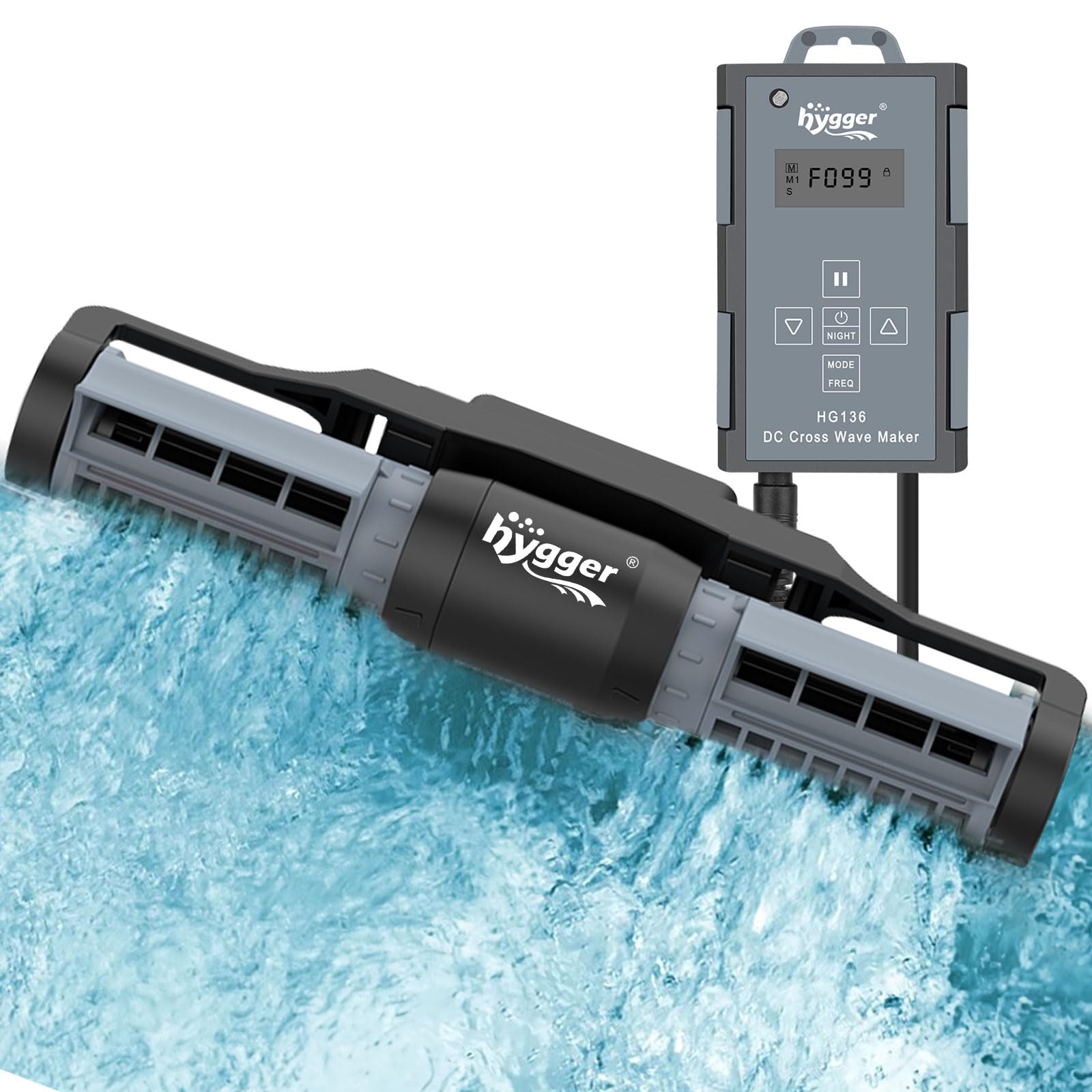 hygger Aquarium Gyre Wave Maker 1850GPH for 40-125 Gallon Fish Tank Cross-Flow Pump Adjustable Aquarium Water Circulation Powerh