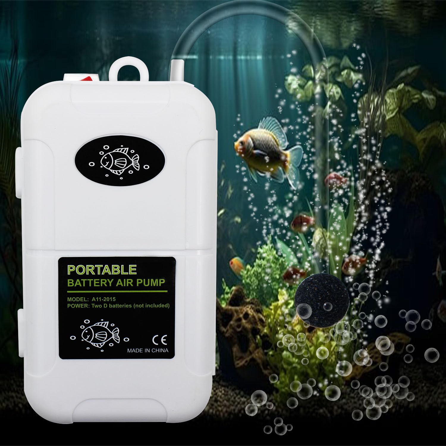 Makerele Mini Aquarium Portable Battery Air Pump For 6 Gallon Fish Tanks Aerator Pump With Bracket Airline Tubing Air Stone Cont