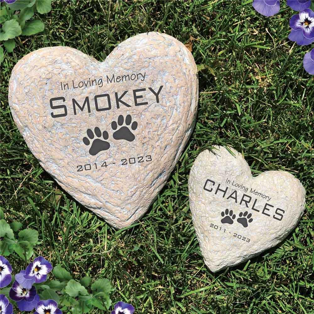 Giftsforyounow Engraved In Loving Memory Pet Memorial Garden Stone, 8.5 Inch Heart-Shaped, Durable, Waterproof, Temporary Grave