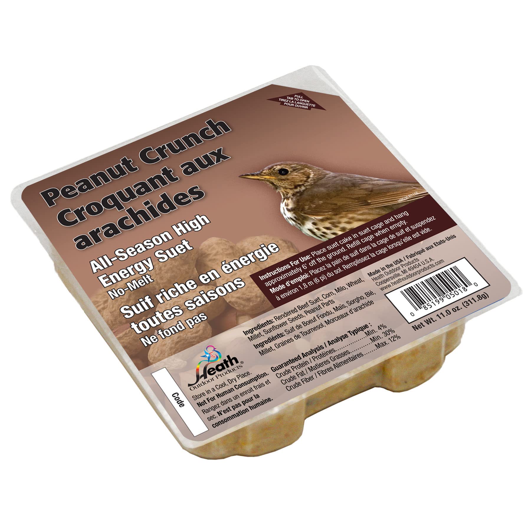Heath Outdoor Products DD-18 Peanut Crunch Suet Cake, 12-Pack