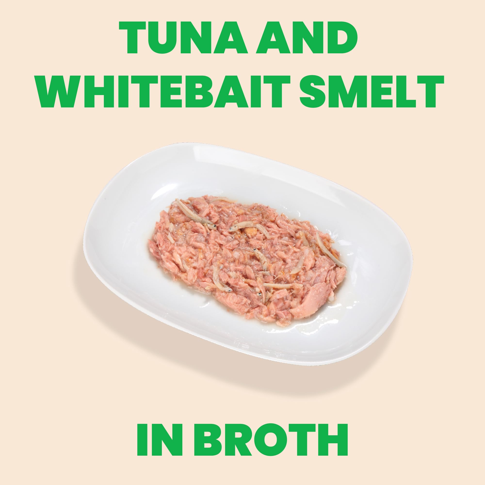 almo nature HQS Natural Wet Cat Food Tuna and Whitebait Smelt in Broth, Grain-Free, 2.47 oz (Pack of 24)
