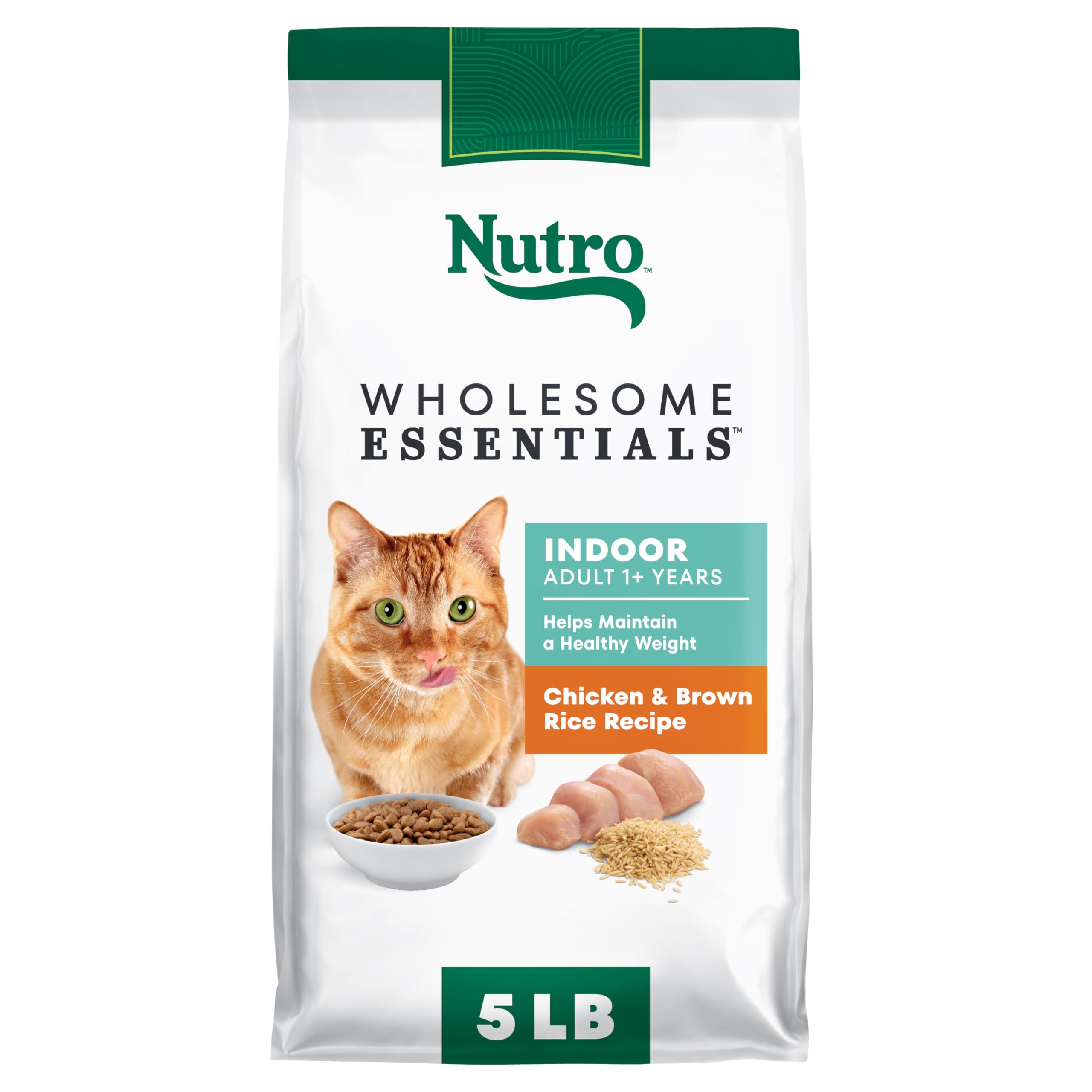Nutro Wholesome Essentials Indoor Dry Cat Food, Chicken & Brown Rice Recipe, 5 lbs.