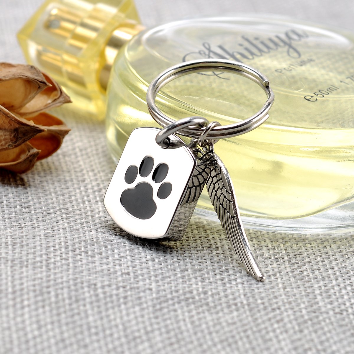 Giono Cremation Charm Jewelry Angel Wing Charms Dog/Cat Paw Urn Pendant Memorial Keychain For Ashes Keepsake Urns Ash Jewelry For Pet