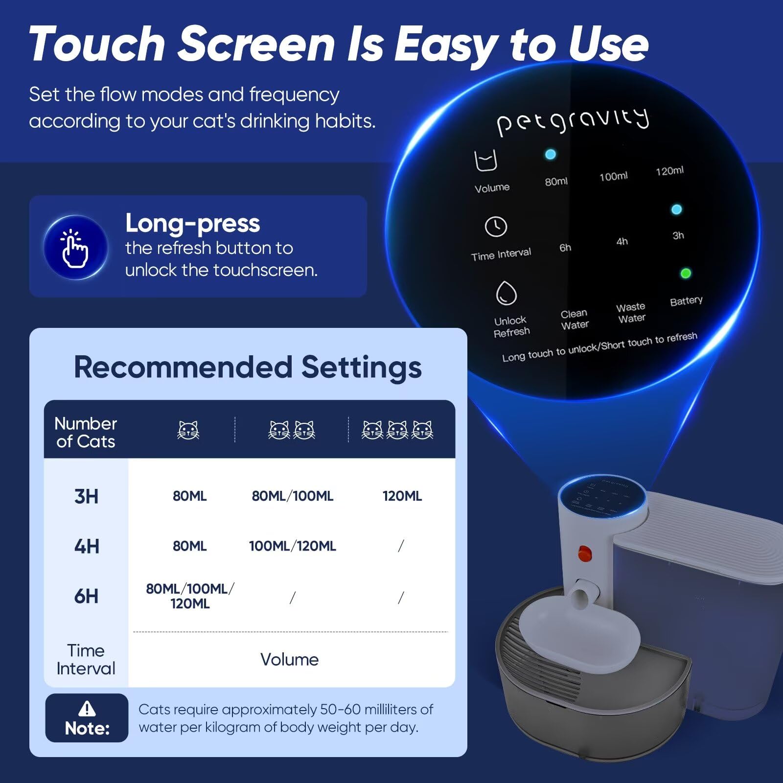 Saker Automatic Cat Water Dispenser: Smart Pet Water Fountain No Filter For Small Dogs - Wireless 3L Rechargeable Smart Cat Foun