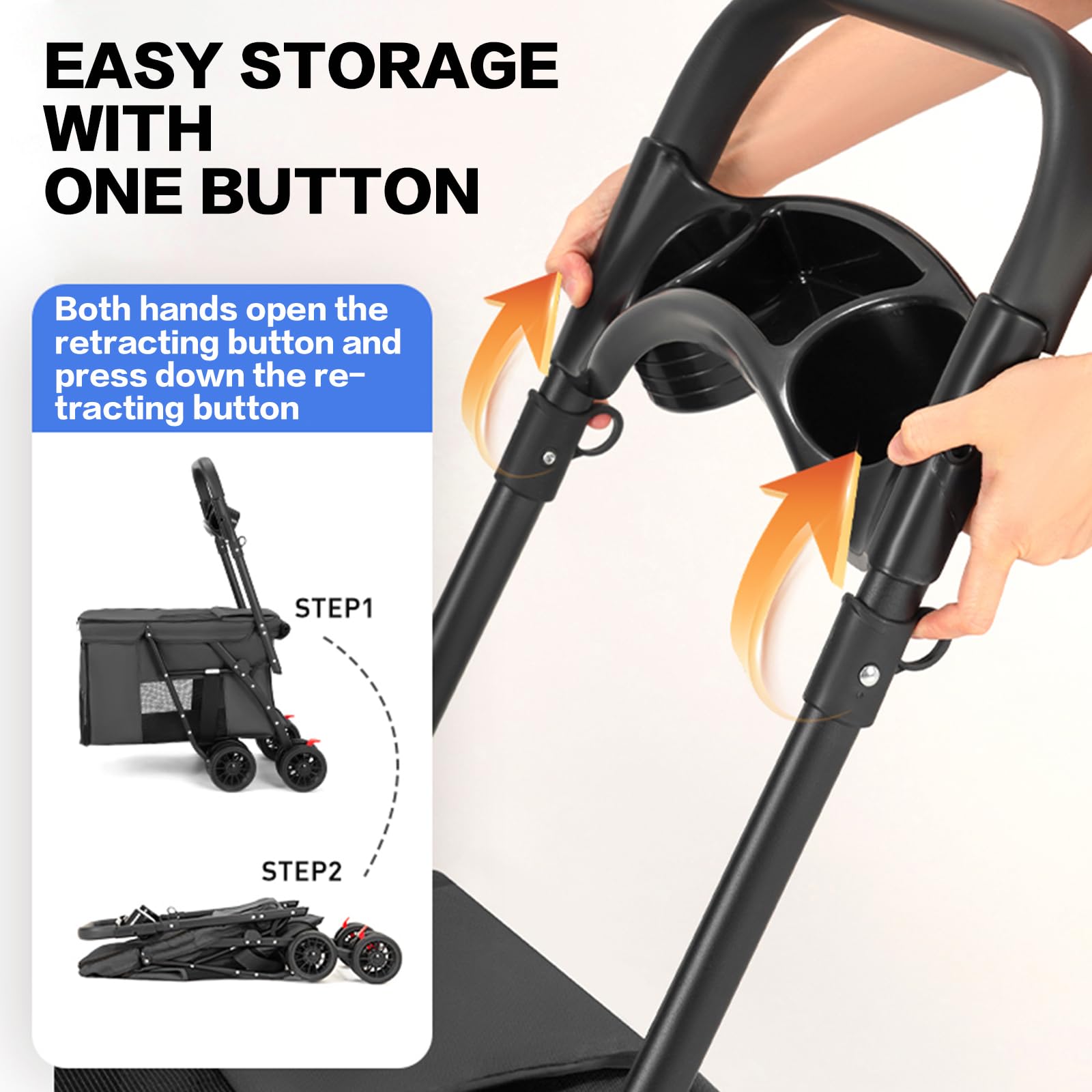 Pet Stroller Cat Dog Stroller Travel Folding Pet Carriers(Black)