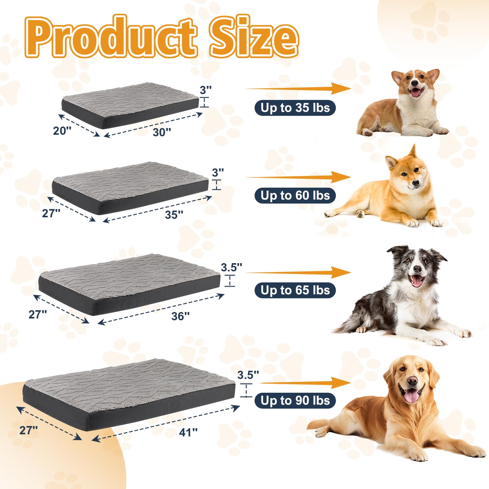 Maihandasi Medium Plush Dog Bed - Waterproof Dog Crate Pad For Small & Medium Dogs, Anti-Slip Bottom & Removable Washable Cover,