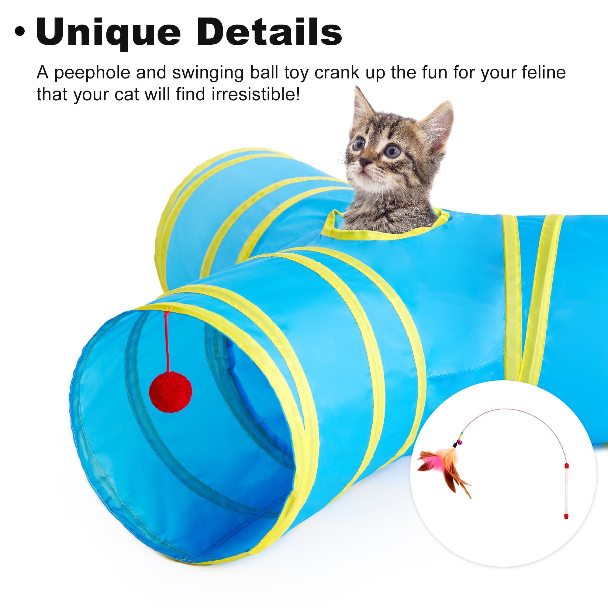 Love'S Cabin Cat Tunnel Tube Toys 3 Way Collapsible, Cat Tunnels For Indoor Cats,Kitten Tunnel Bored Pet Play Tunnel With Peek H