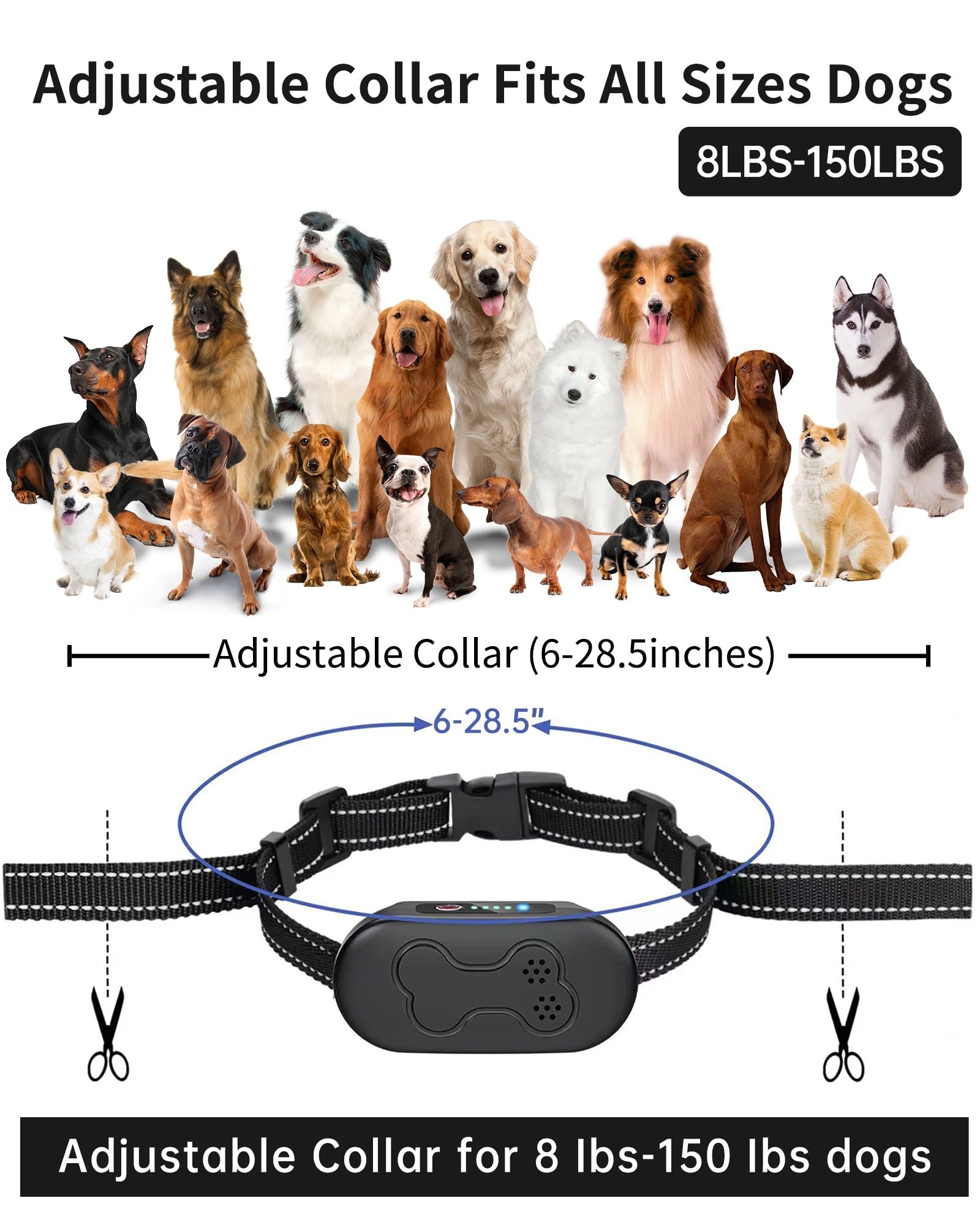 Dog Shock Collar with Remote Control - Rechargeable Dog Training Collar, IPX7 Waterproof E Collar for Dogs with 4 Safe Modes Fla