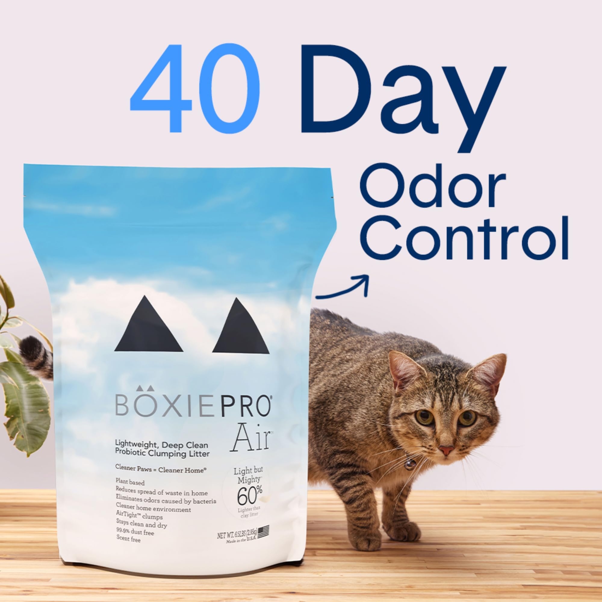 Boxie Probiotic Cat Litter, Lightweight 40-Day Odor Control, Clumping, 16.5Lb