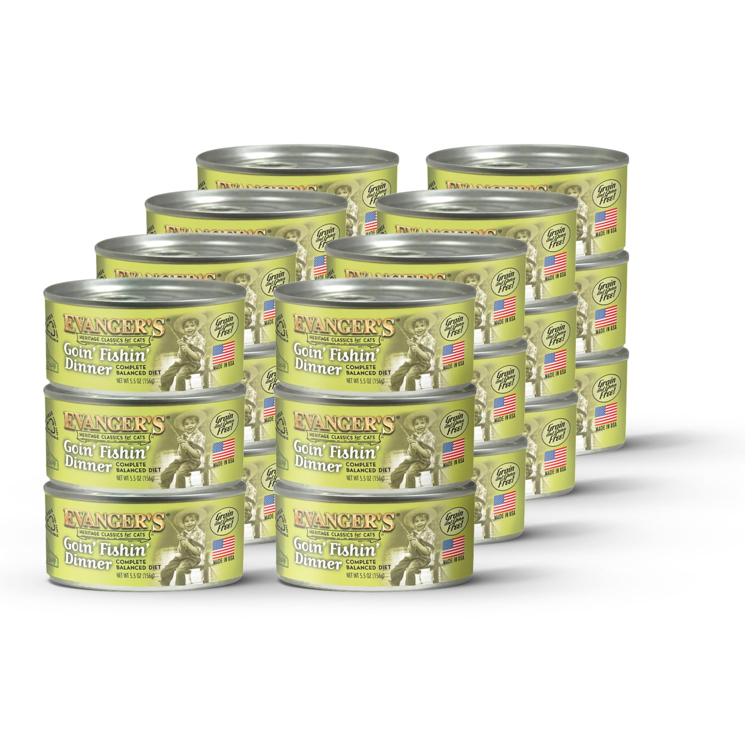 Evangers Heritage Classics Goin Fishin Dinner for Cats - 24 Count, 5.5 oz Each - Ocean Fish & Meat Blend in Traditional Loaf St