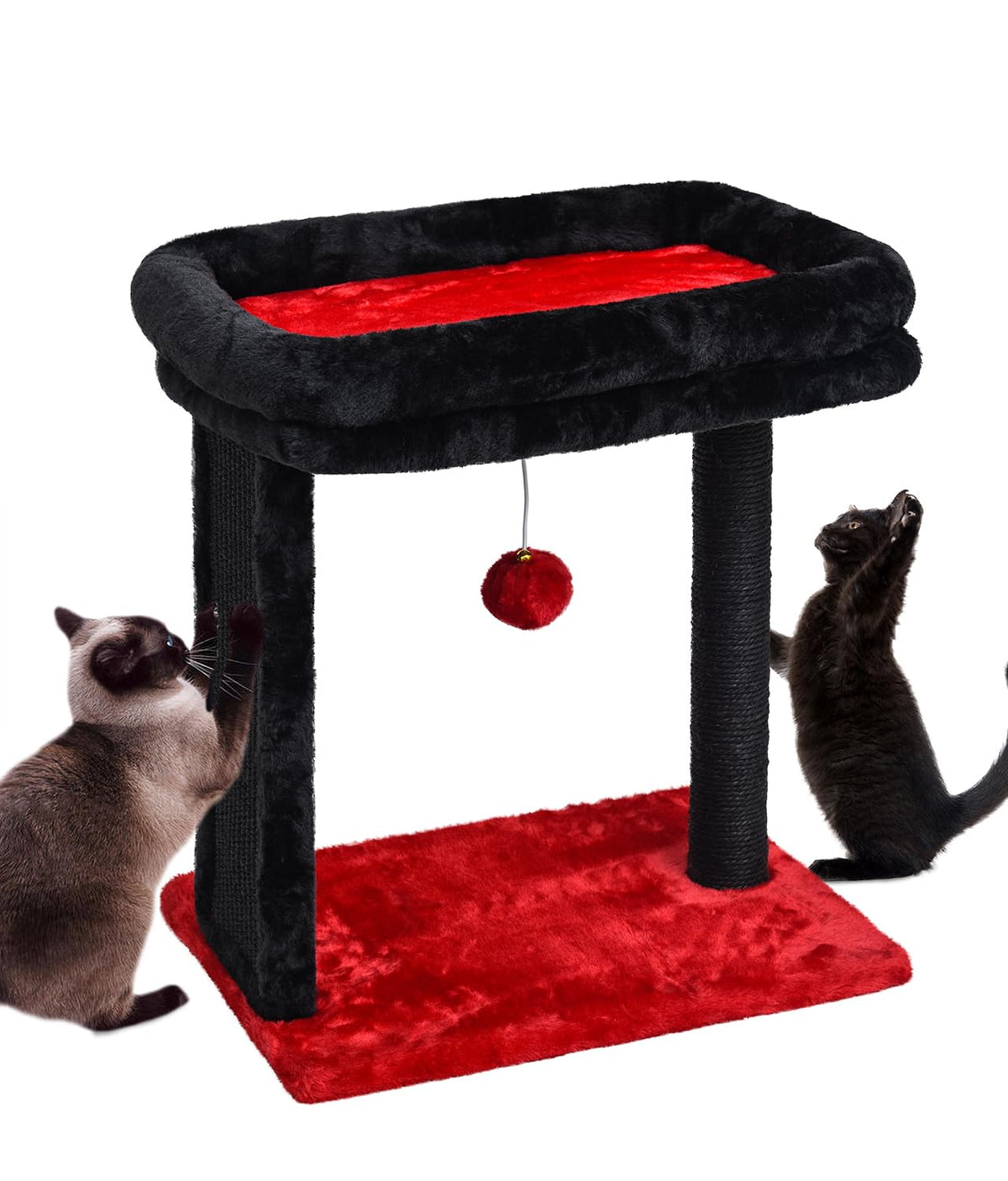 Syandlvy Samll Gothic Cat Tree With Scratching Board, Scratching Post With Perch For Indoor Cats, Cat Scratcher With 2 Dangling 
