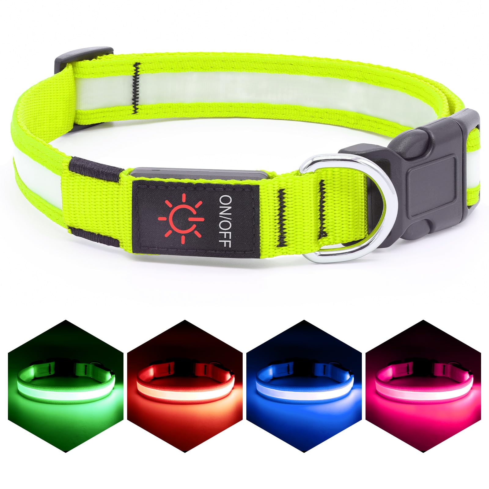 Vizpet Led Dog Collar, Light Up Dog Collar Adjustable Usb Rechargeable Super Bright Safety Light Glowing Collars For Dogs(Medium