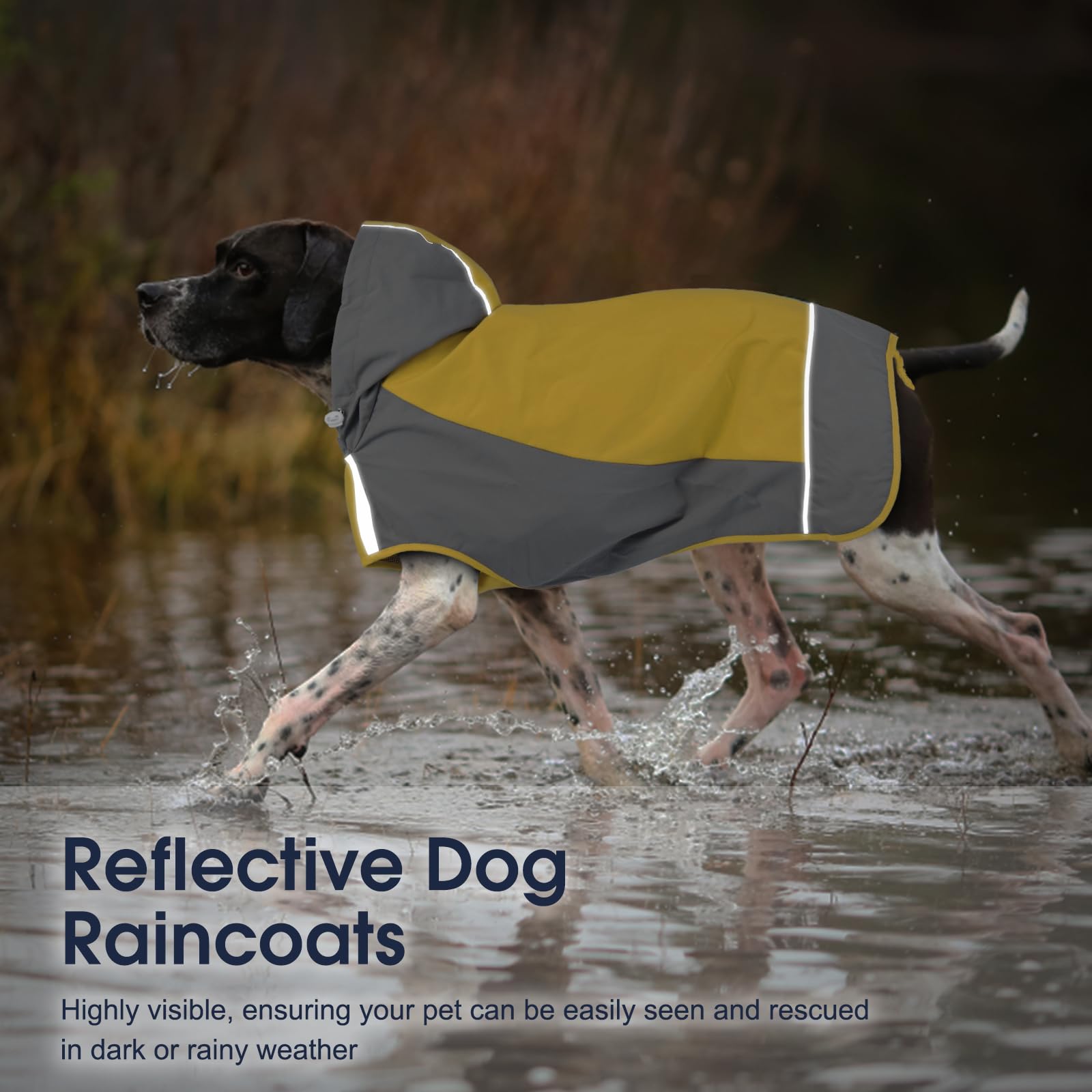 Iecoii Dog Raincoat,Waterproof Rain Jacket For Medium Dogs,Adjustable Pet Rain Coat With Magic Sticker Closure,Reflective Doggy