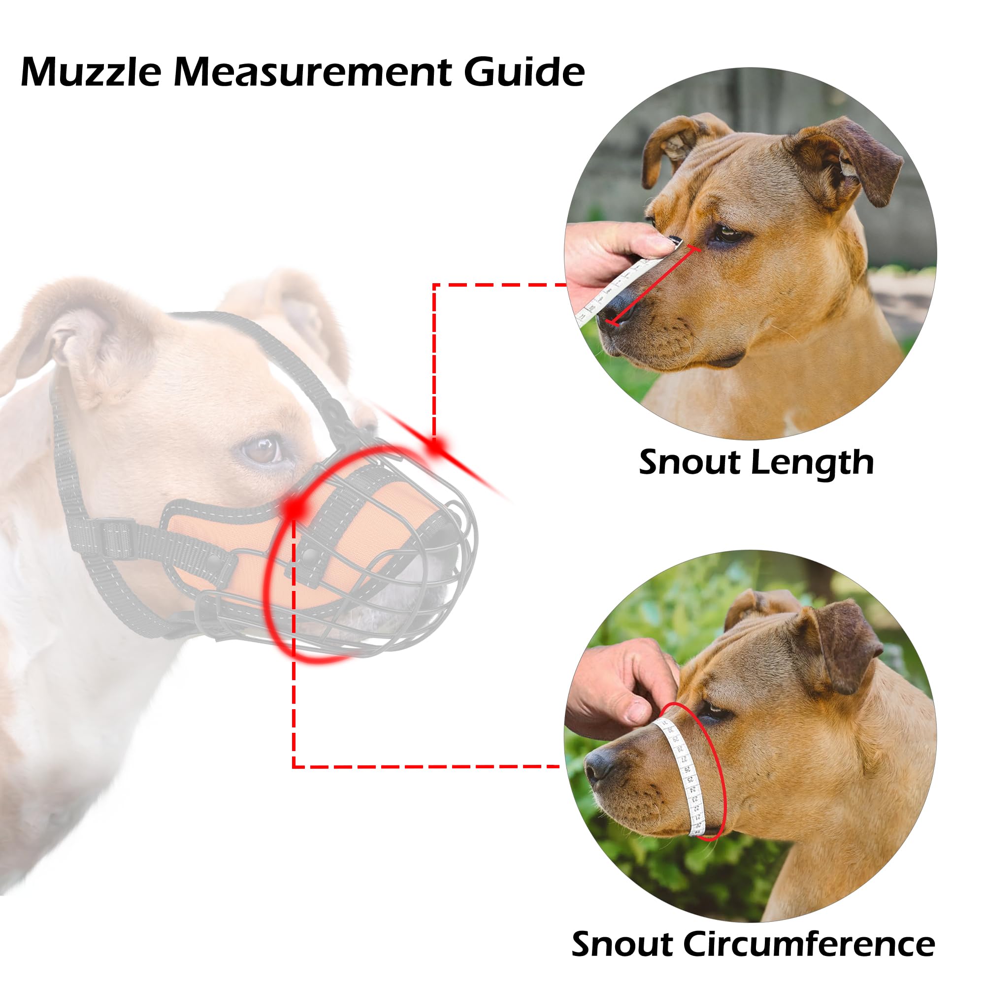 OOPSDOGGY Pitbull Dog Muzzle Reflective Metal Mask Secure Wire Basket Muzzle for Large Sized Dogs Amstaff Soft Cage Muzzle to Pr