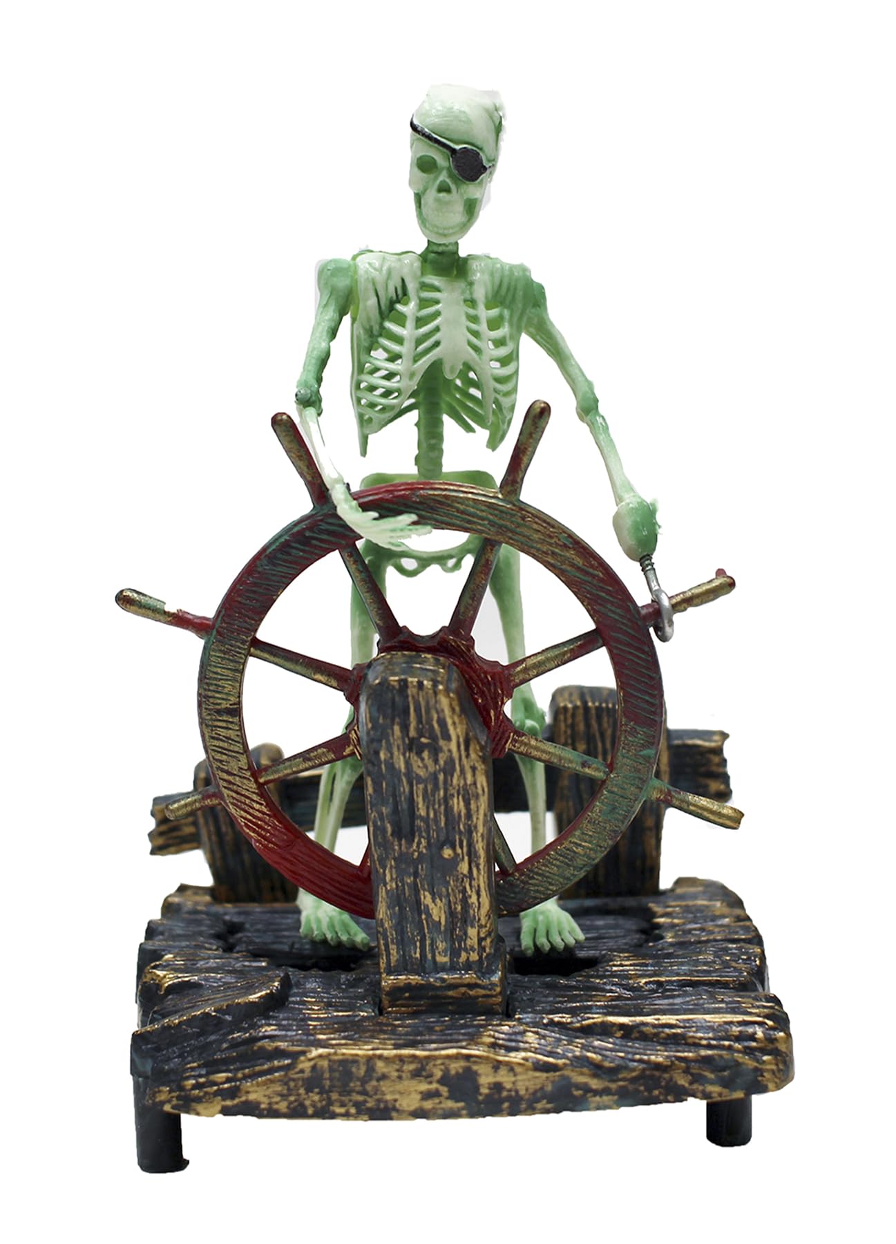 Penn-Plax Action-Air Aerating Aquarium Ornament – Creates Movement In Fish Tank – Air Pump Driven – Skeleton At The Wheel