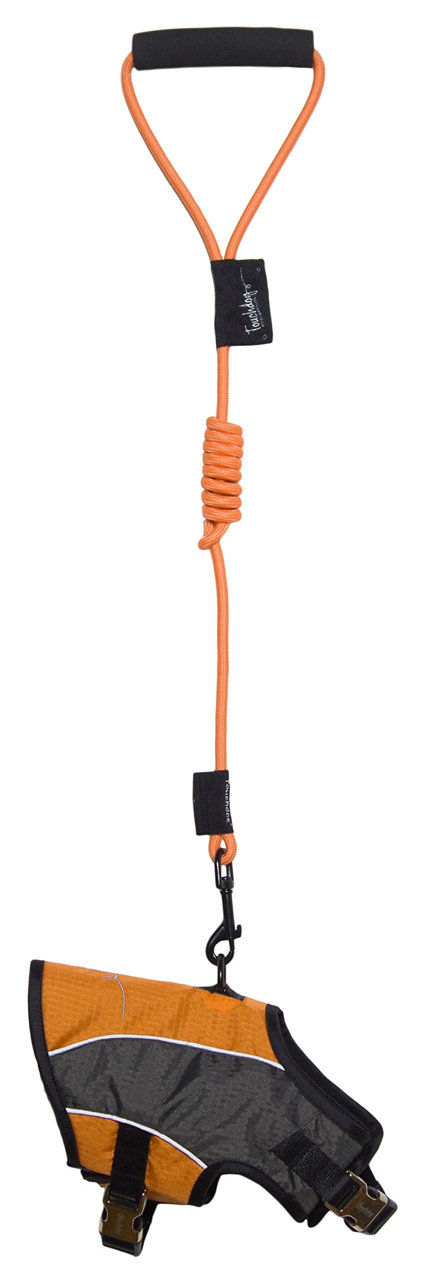 TOUCHDOG 'Reflective-Max' 2-in-1 Premium Performance Adjustable Pet Dog Harness and Leash Combination, Medium, Orange, Charcoal 