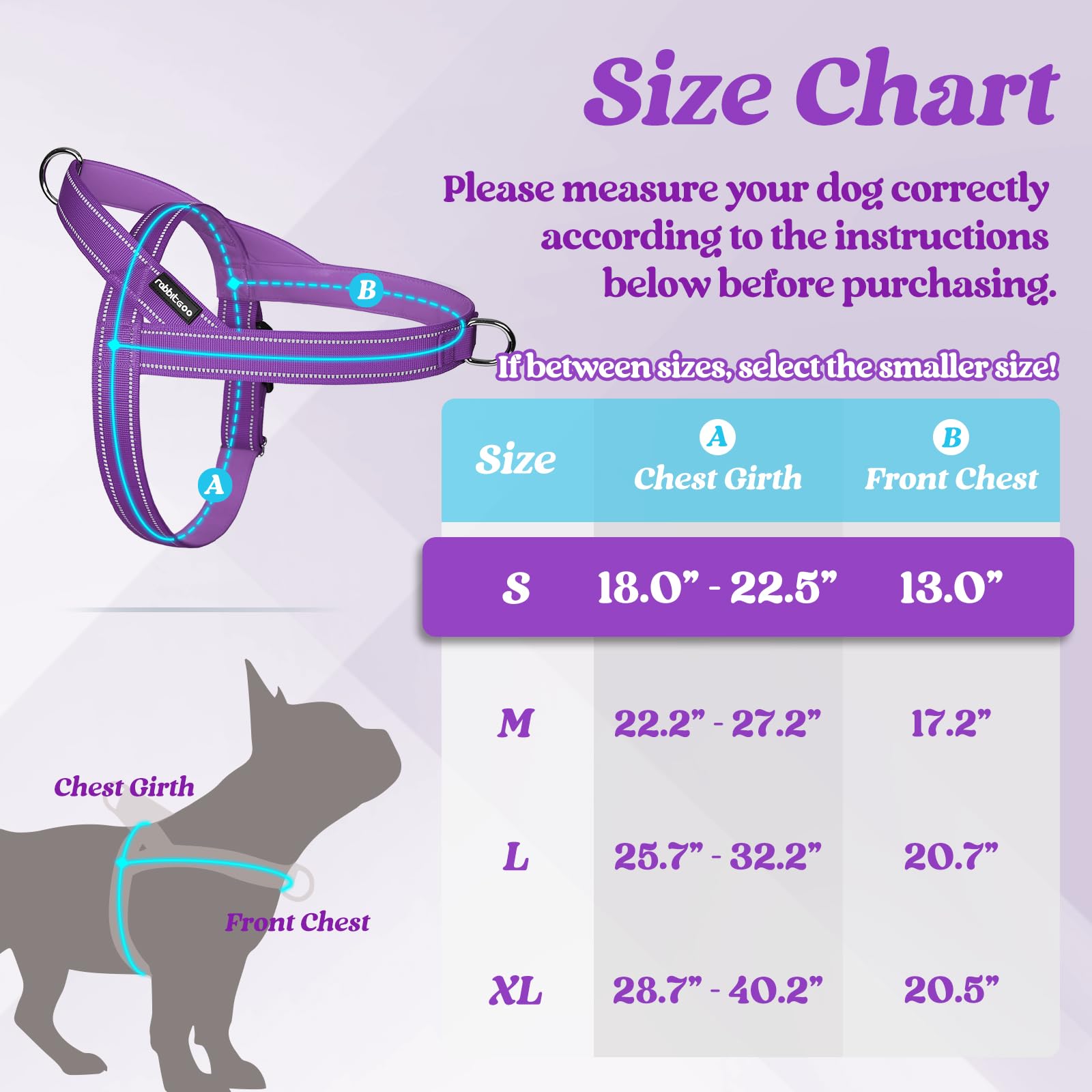 Rabbitgoo Dog Harness No Pull, Quick Fit For Small Dogs With Soft Padded Handle, Chest Adjustable Reflective Pet Vest, No Choke