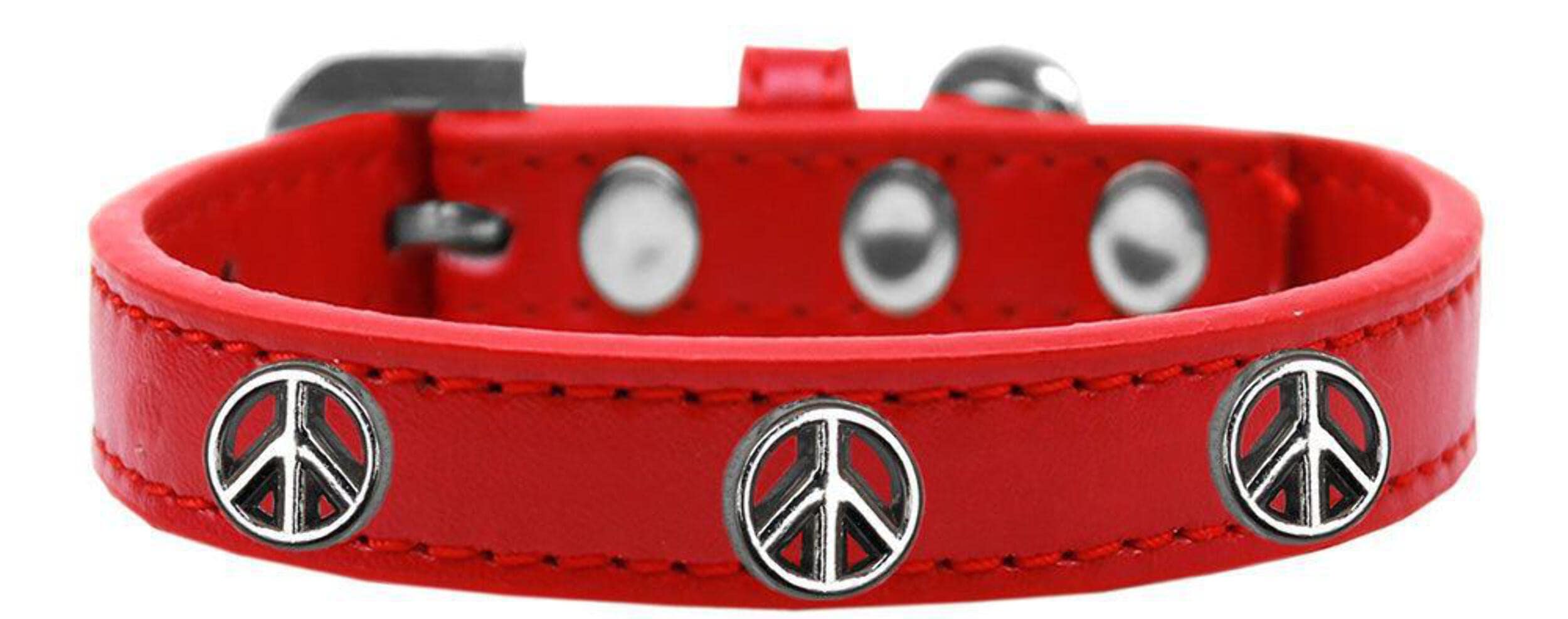 Dog, Puppy and Pet Widget Fashion Collar, Peace Sign Red 14