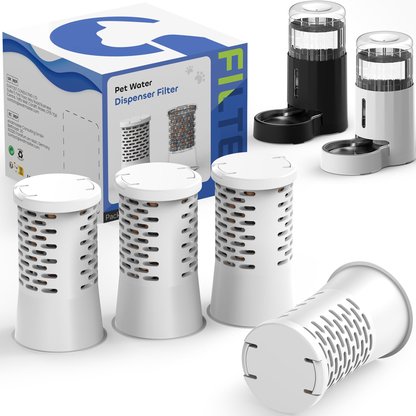 CZPET Cat Water Filter, 4-Stage Reverse Osmosis Filter System (4 Pack) for Automatic Pet Waterer, Water Dispenser