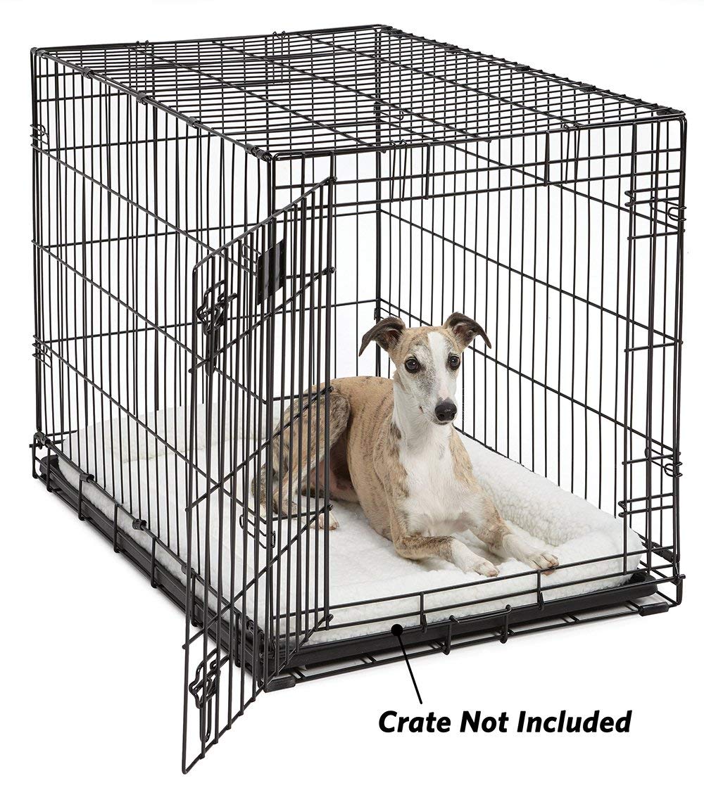Midwest Homes For Pets Bolster Dog Bed 36L-Inch White Fleece Dog Bed W/ Comfortable Bolster | Ideal For Intermediate Dog Breeds & Fits A 36-Inch Dog Crate | Easy Maintenance Machine Wash & Dry