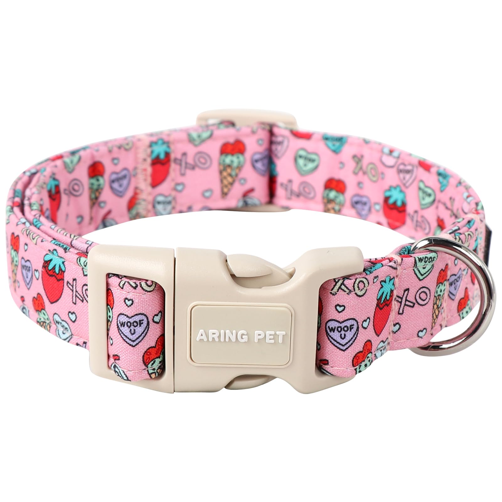 Aring Pet Valentine'S Day Dog Collar-Cotton Pink Girl Dog Collars, Adjustable Valentine Pet Collars Puppy Collar With Quick Rele