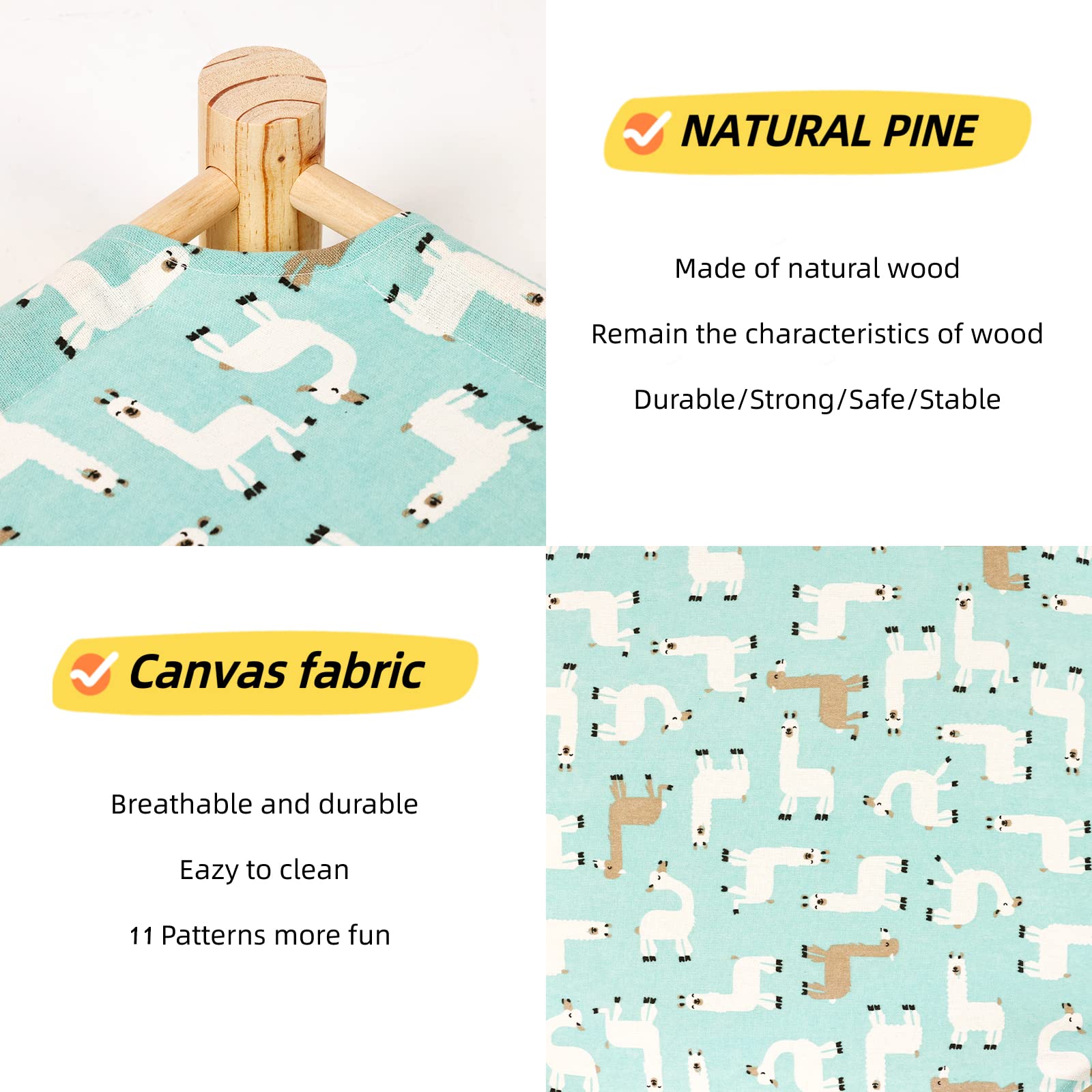 Patas Lague Cat And Dog Hammock Bed For Small Dogs, Brethable Wooden Cat Pet Rabbit Elevated Cooling Outdoor Bed Cots Furniture