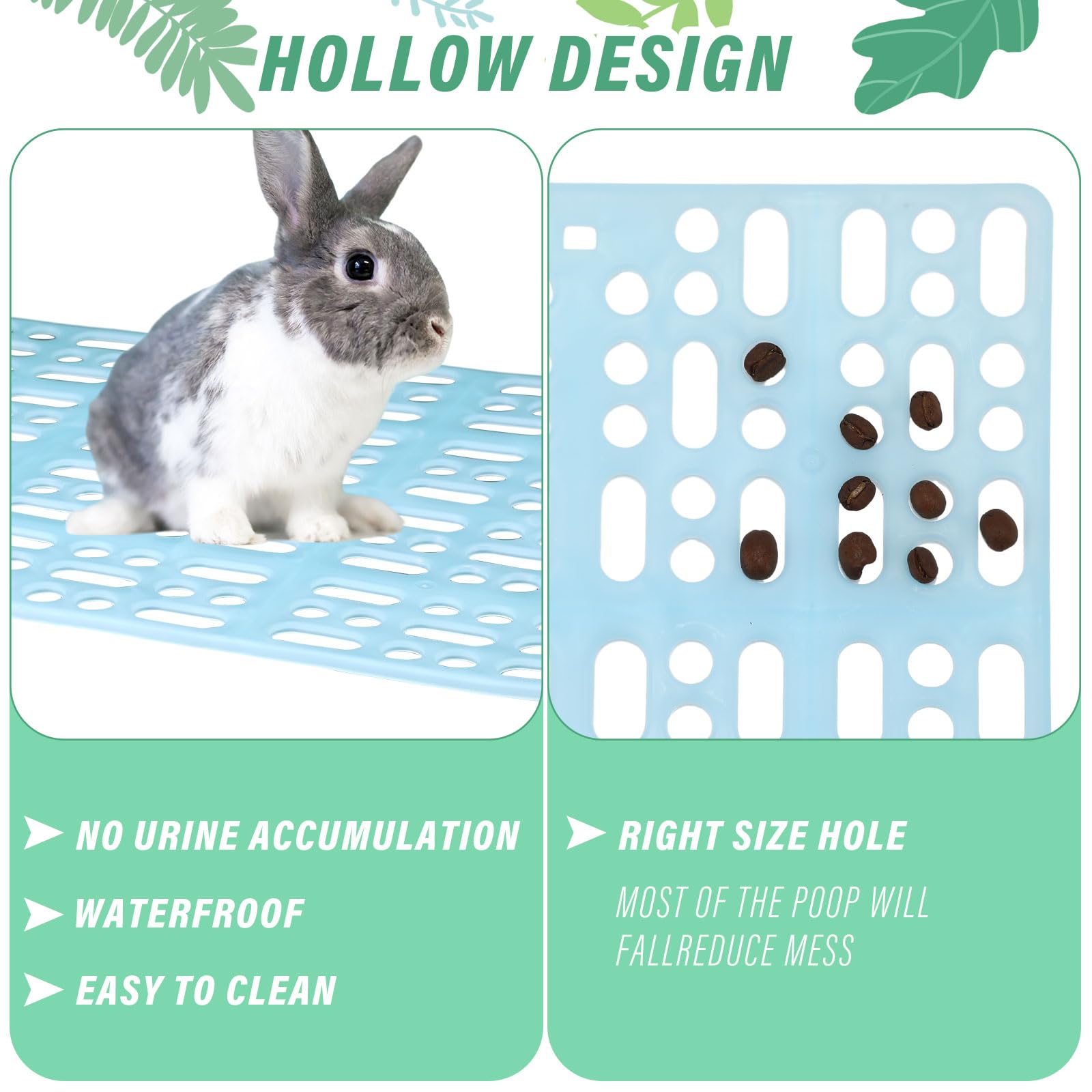 Haull 16 Pcs Plastic Rabbit Cage Mat, Small Animal Feet Pad Resting Pads For Pet Hamster Rat Chinchilla Guinea Pig, Bunny Cage M
