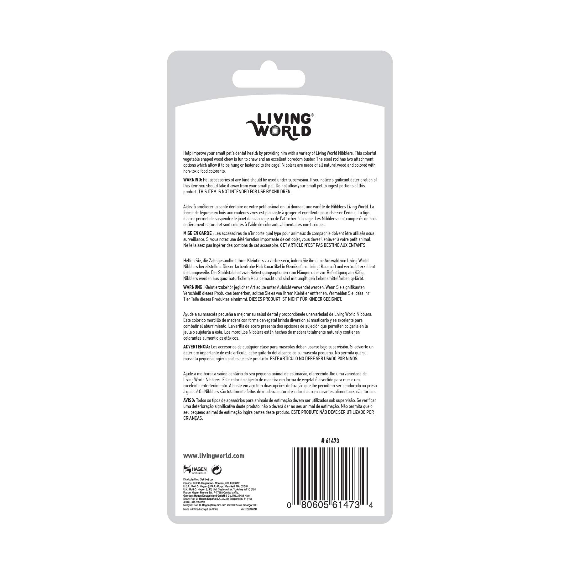 Living World Nibblers, Wood Chews, Corn Cob On A Stick