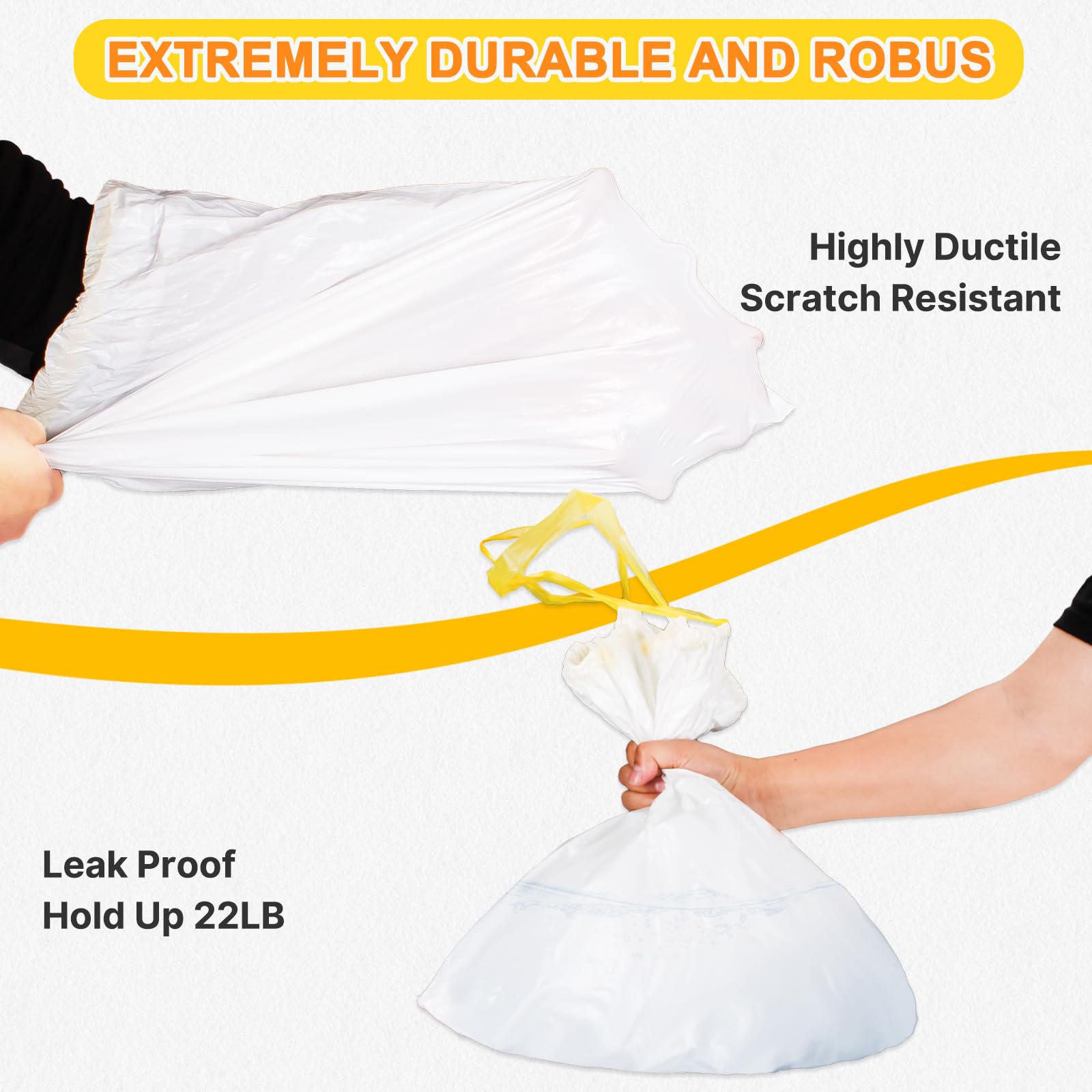 Lanswood 50 Count Yellow Cat Litter Bags, 36x18 Tear Resistant Durable Drawstring Liners for Extra Large Litter Boxes