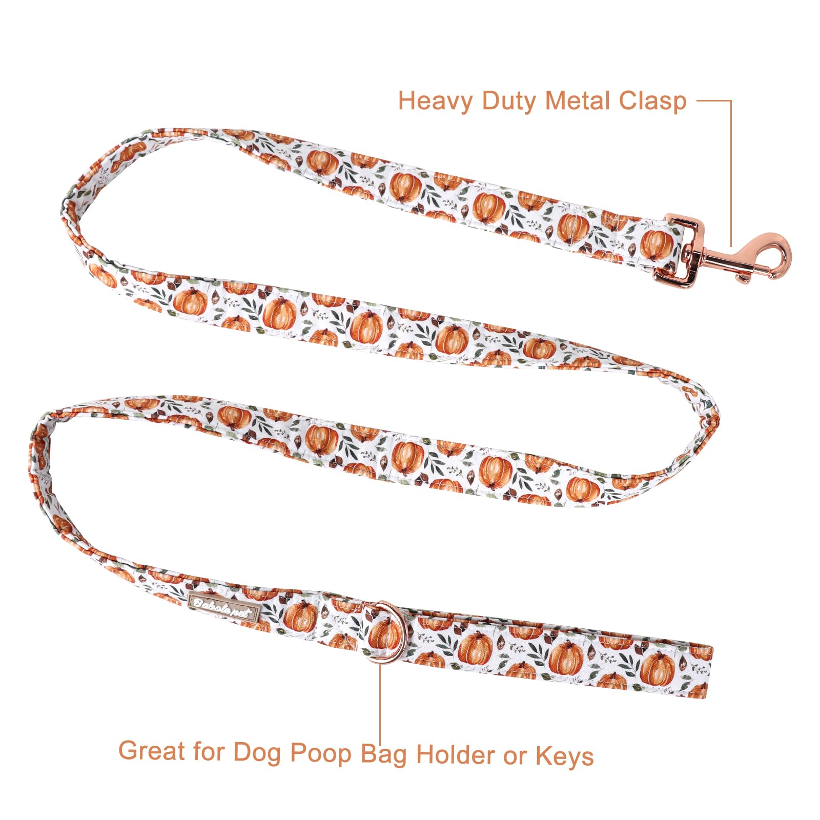 Babole Pet Halloween Dog Leash Durable Handmade Fall Leaves Pumpkin Dog Leashes With Soft Handle Manual Fall Dog Leashes Matchin