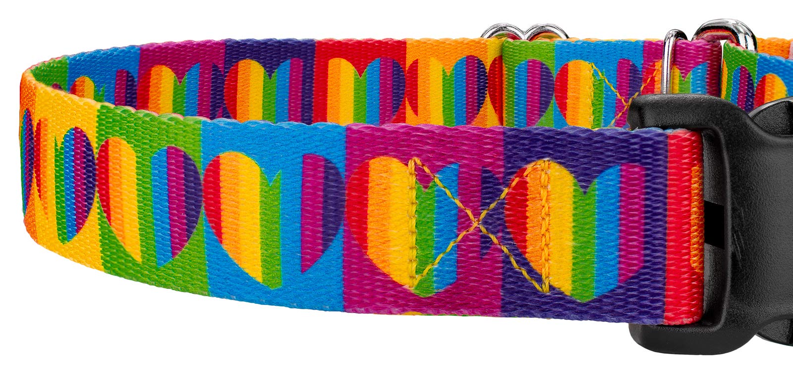 Country Brook Petz - Rainbow Hearts Martingale With Deluxe Buckle Dog Collar - Affection Collection Featuring Designs You'Ll Ado