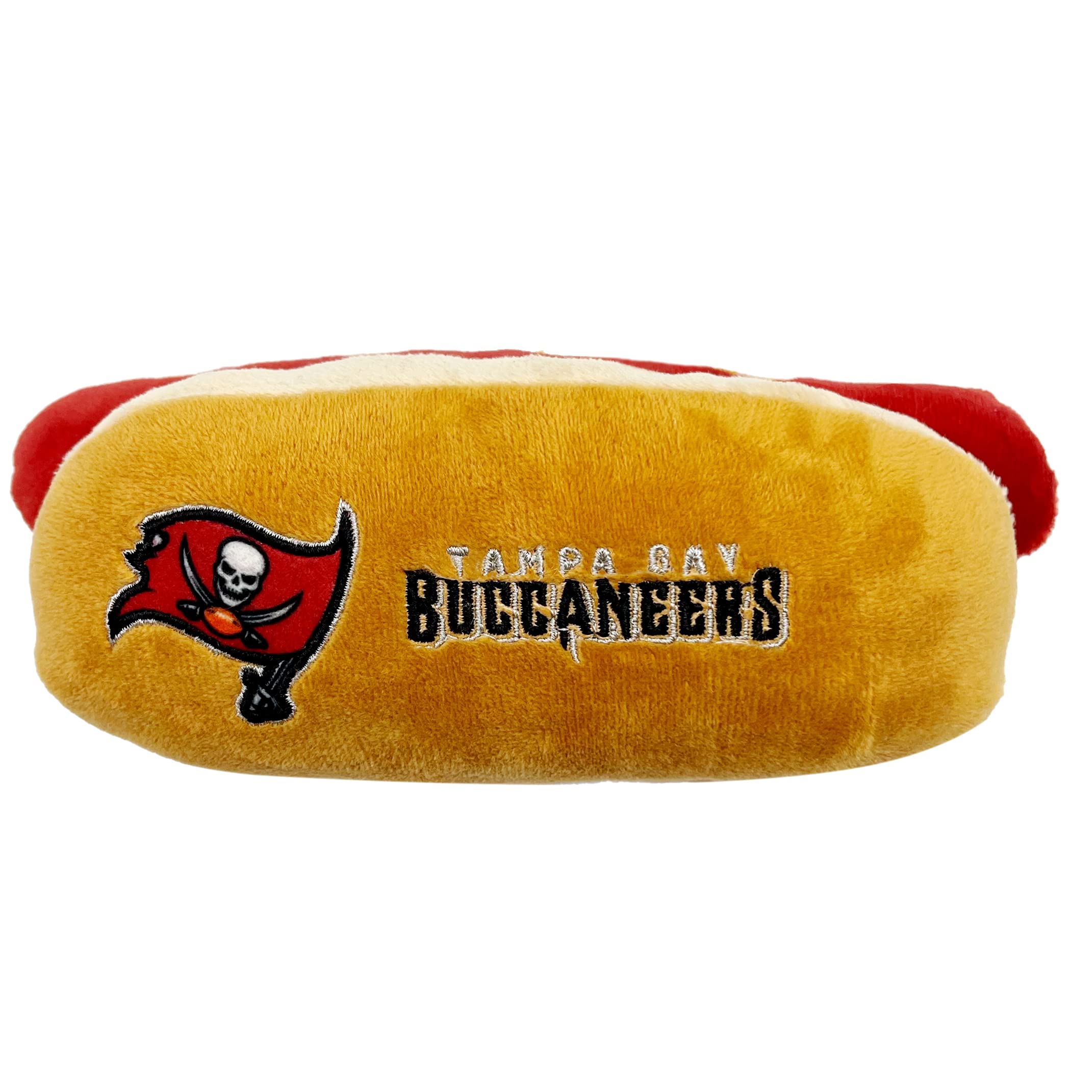 Pets First NFL Tampa Bay Buccaneers HOT Dog Plush Dog & CAT Squeak Toy - Cutest HOT-Dog Snack Plush Toy for Dogs & Cats with Inn