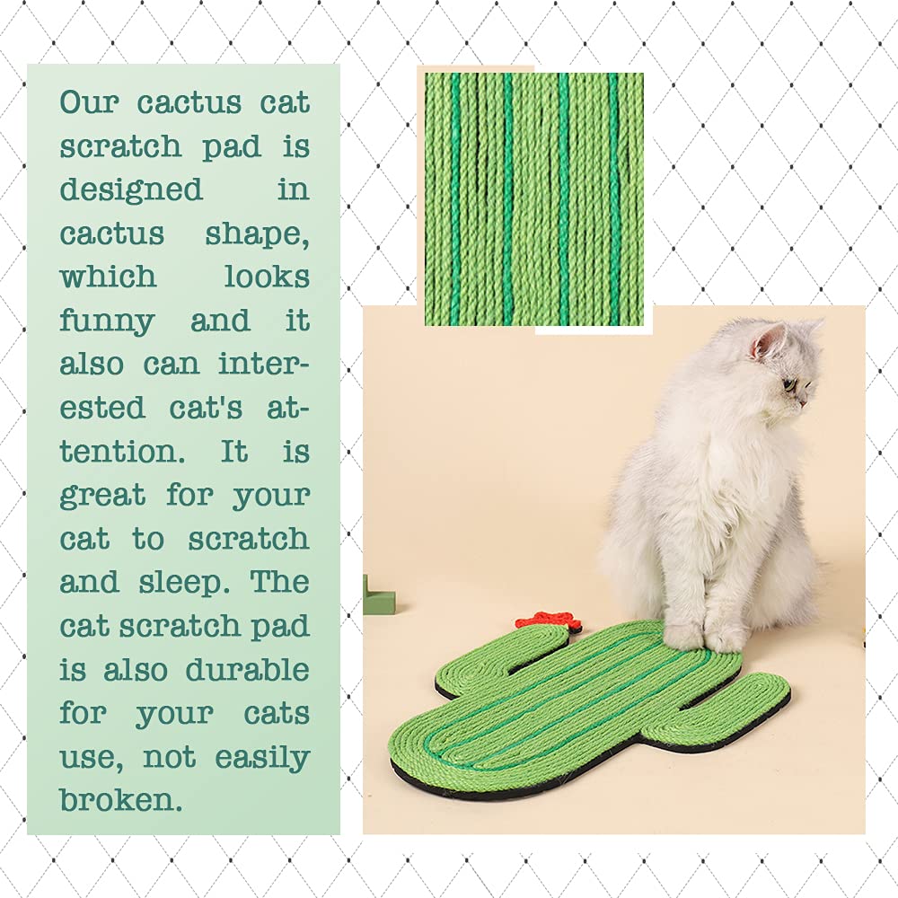 Jopoy Cat Scratcher Mat, Natural Sisal Cat Scratch Mats, Horizontal Cat Floor Scratching Pad Rug, Protect Carpets And Sofas,Scratching Pads For Indoor Cats(Cactus)