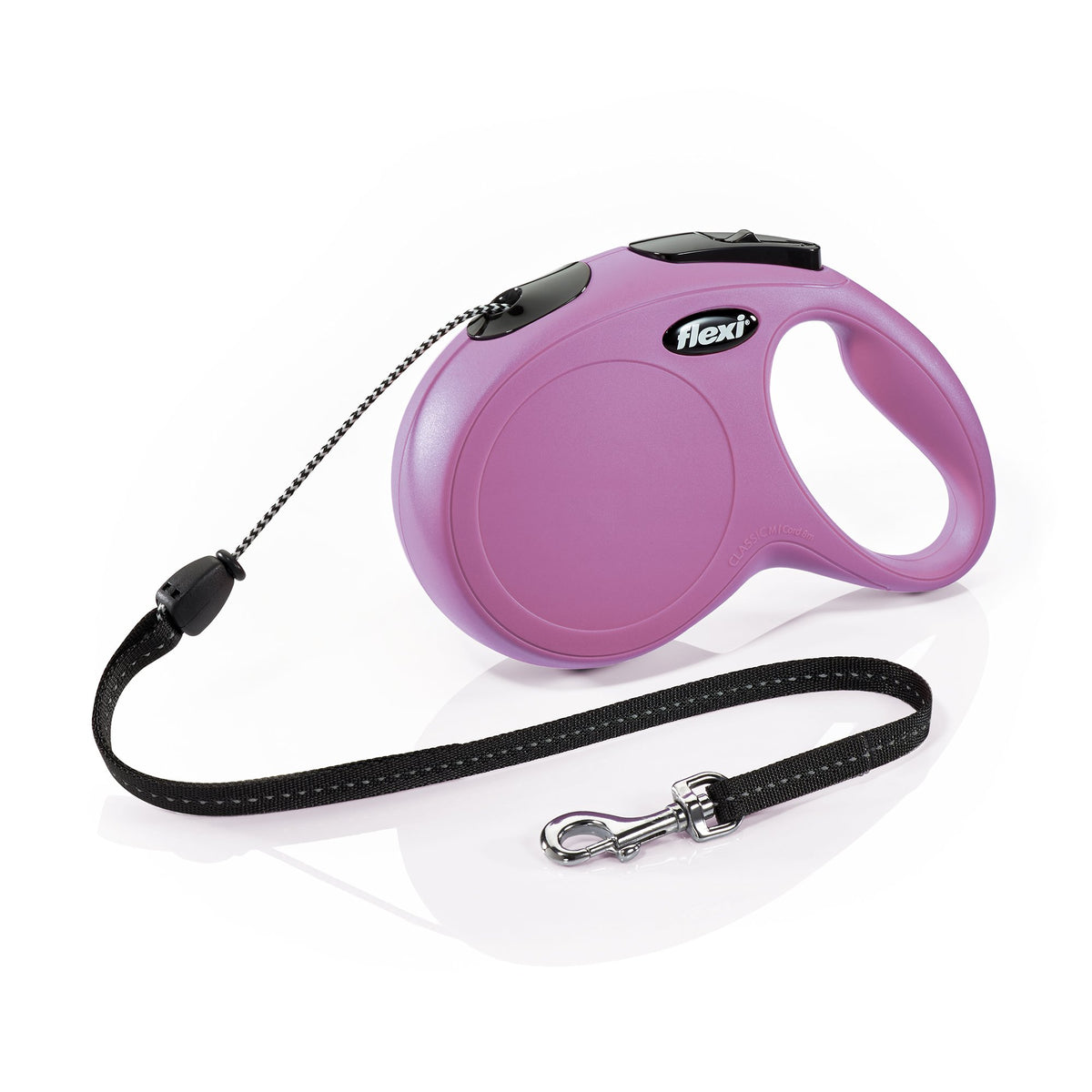Flexi New Classic Cord Retractable Dog Leash For Medium Dogs Up To 44 Lbs. – 26 Ft., Pink | Tangle-Free Pet Walking Leash With One-Handed Brake, Pause, Lock|German Quality Product