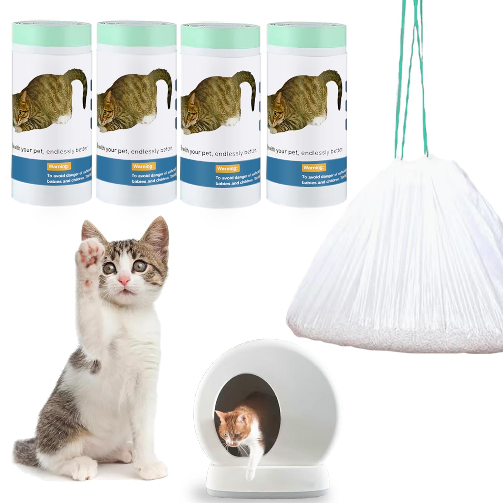 100 Count Cat Litter Liner Bags Compatible With Mw-Sc01/Mw-Sc02/Mw-Lr01 Self-Cleaning Automatic Cat Litter Box, Thick Heavy Duty